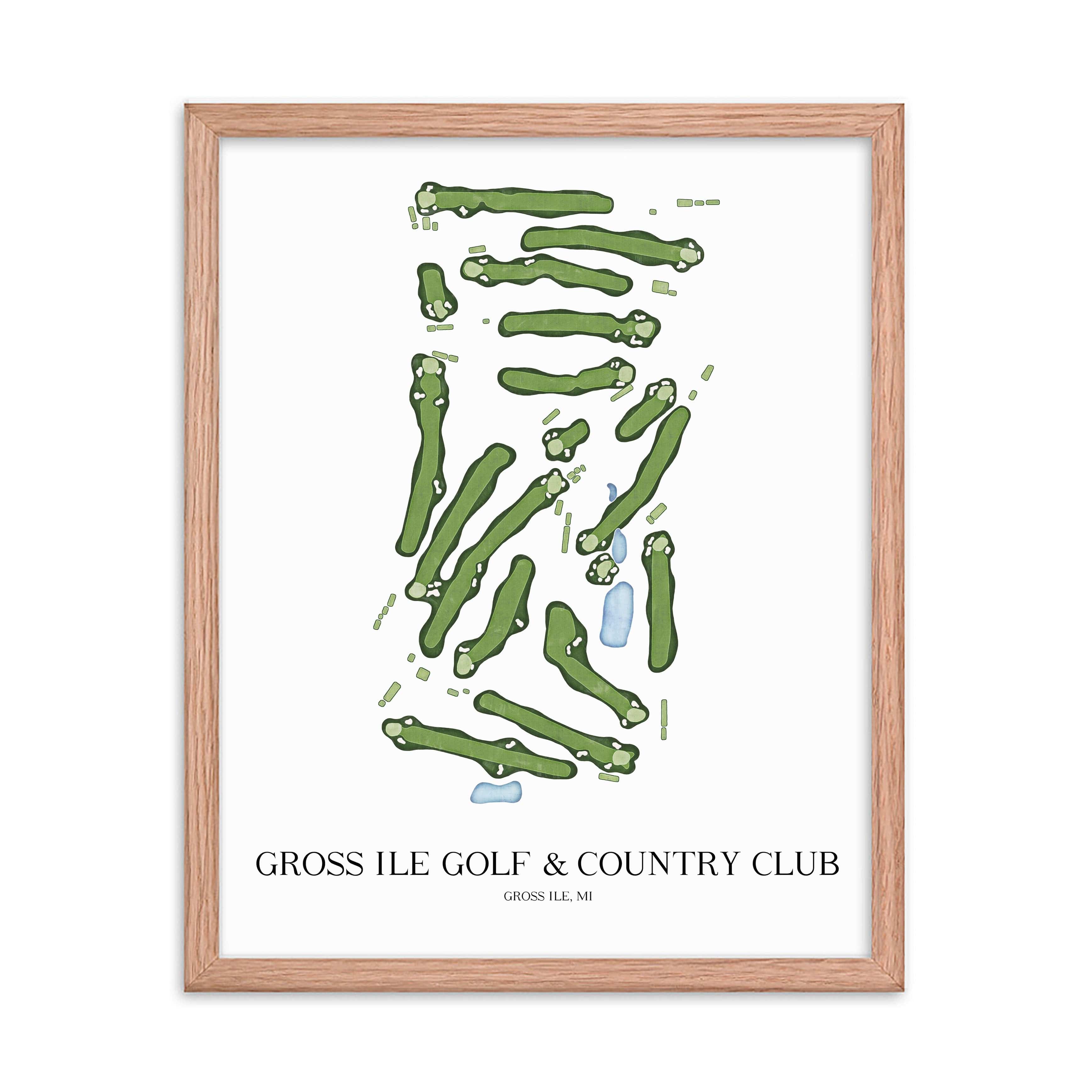 The 19th Hole Golf Shop - Golf Course Prints - Gross Ile Golf and Country Club Golf Course Map Golf Map