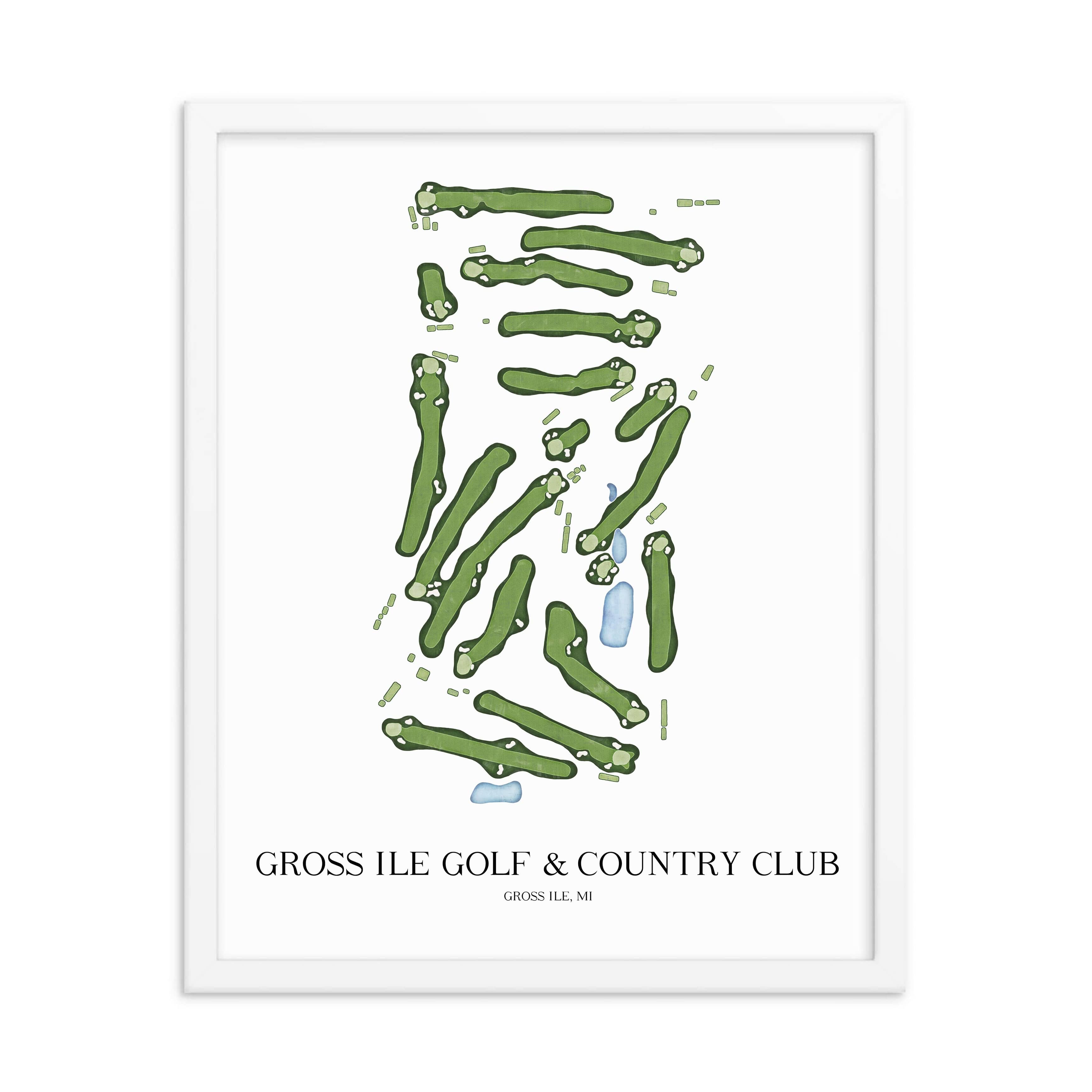 The 19th Hole Golf Shop - Golf Course Prints - Gross Ile Golf and Country Club Golf Course Map Golf Map