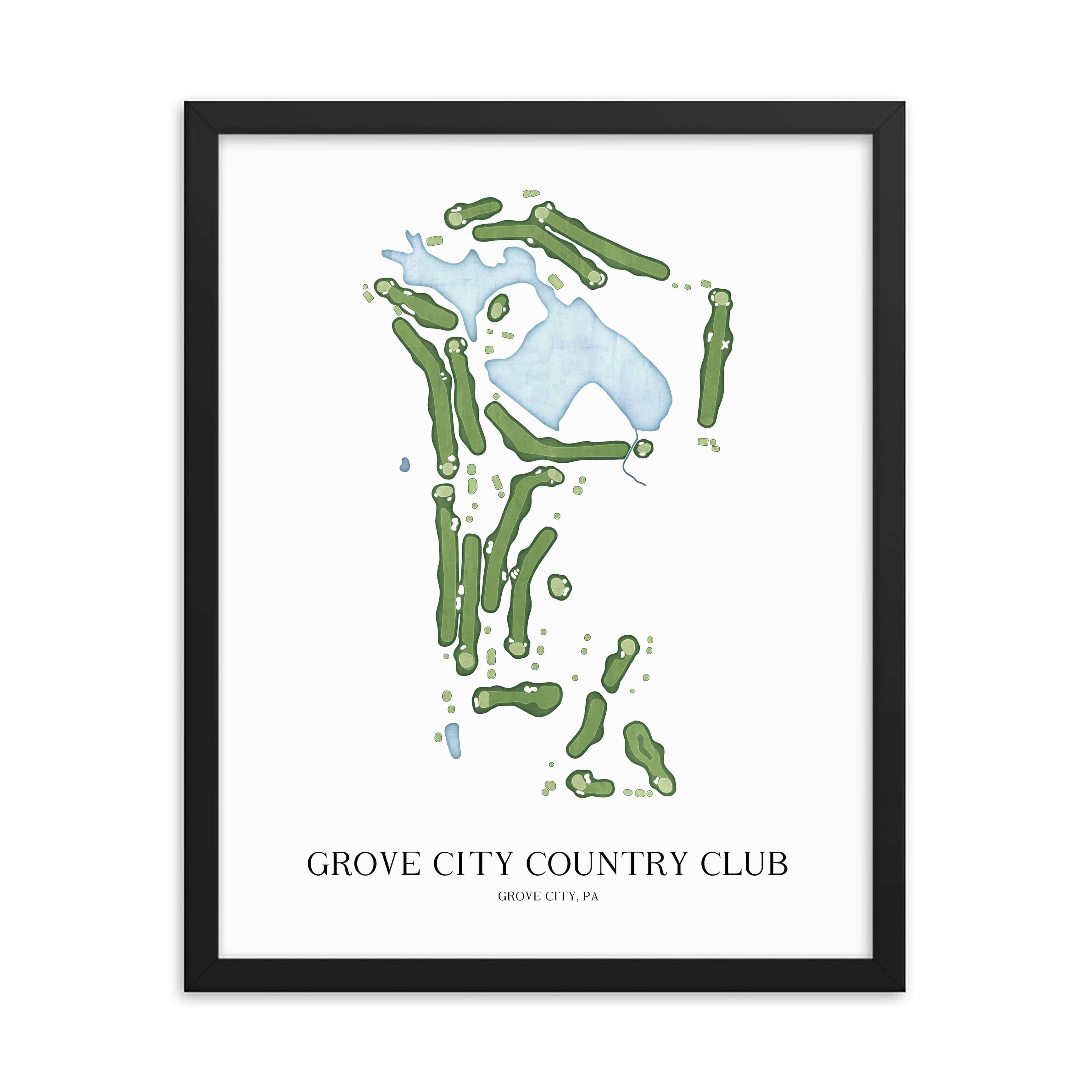 The 19th Hole Golf Shop - Golf Course Prints - Grove City Country Club Golf Course Map Golf Map