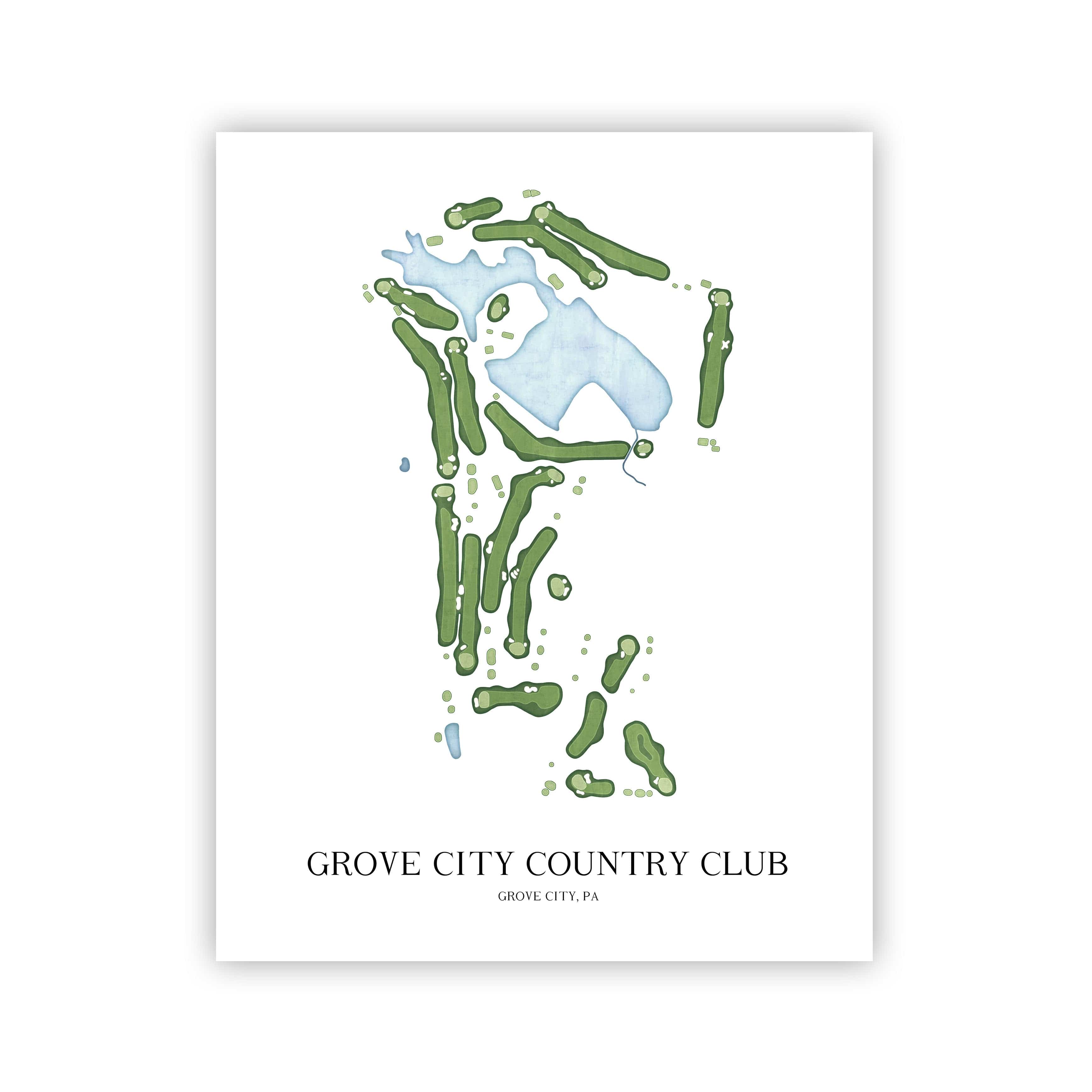 The 19th Hole Golf Shop - Golf Course Prints - Grove City Country Club Golf Course Map Golf Map