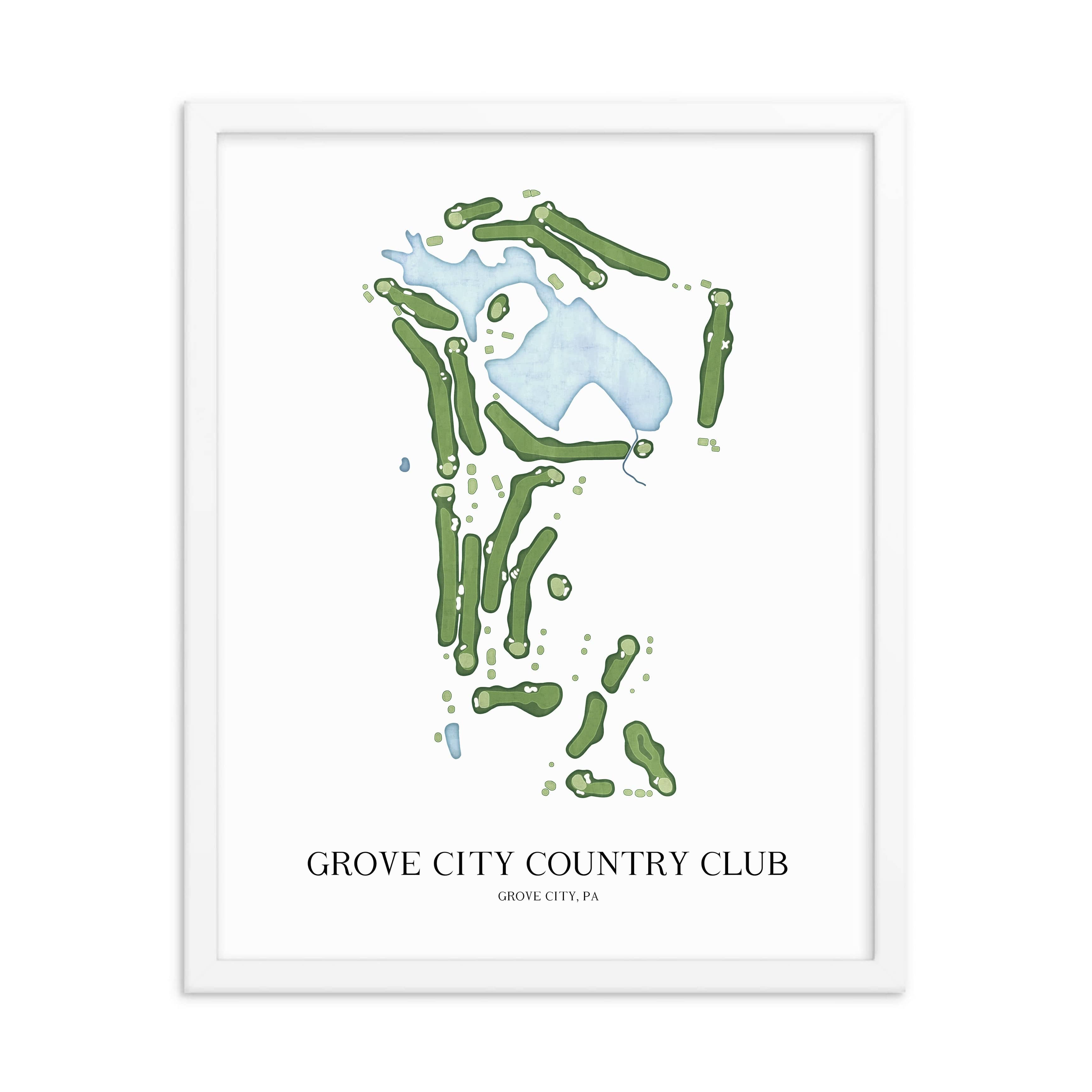 The 19th Hole Golf Shop - Golf Course Prints - Grove City Country Club Golf Course Map Golf Map