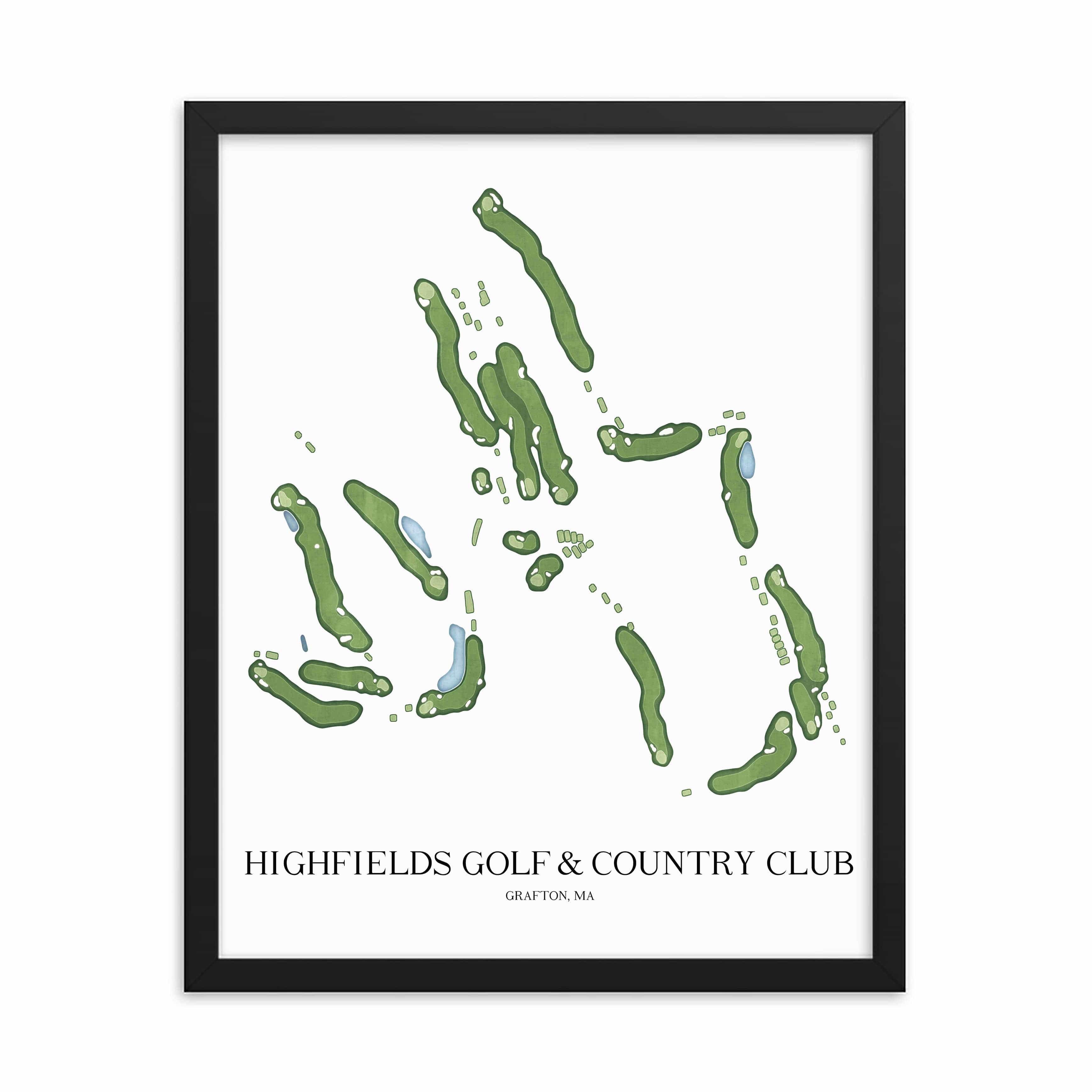 The 19th Hole Golf Shop - Golf Course Prints - Highfields Golf Country Club Golf Course Map Golf Map