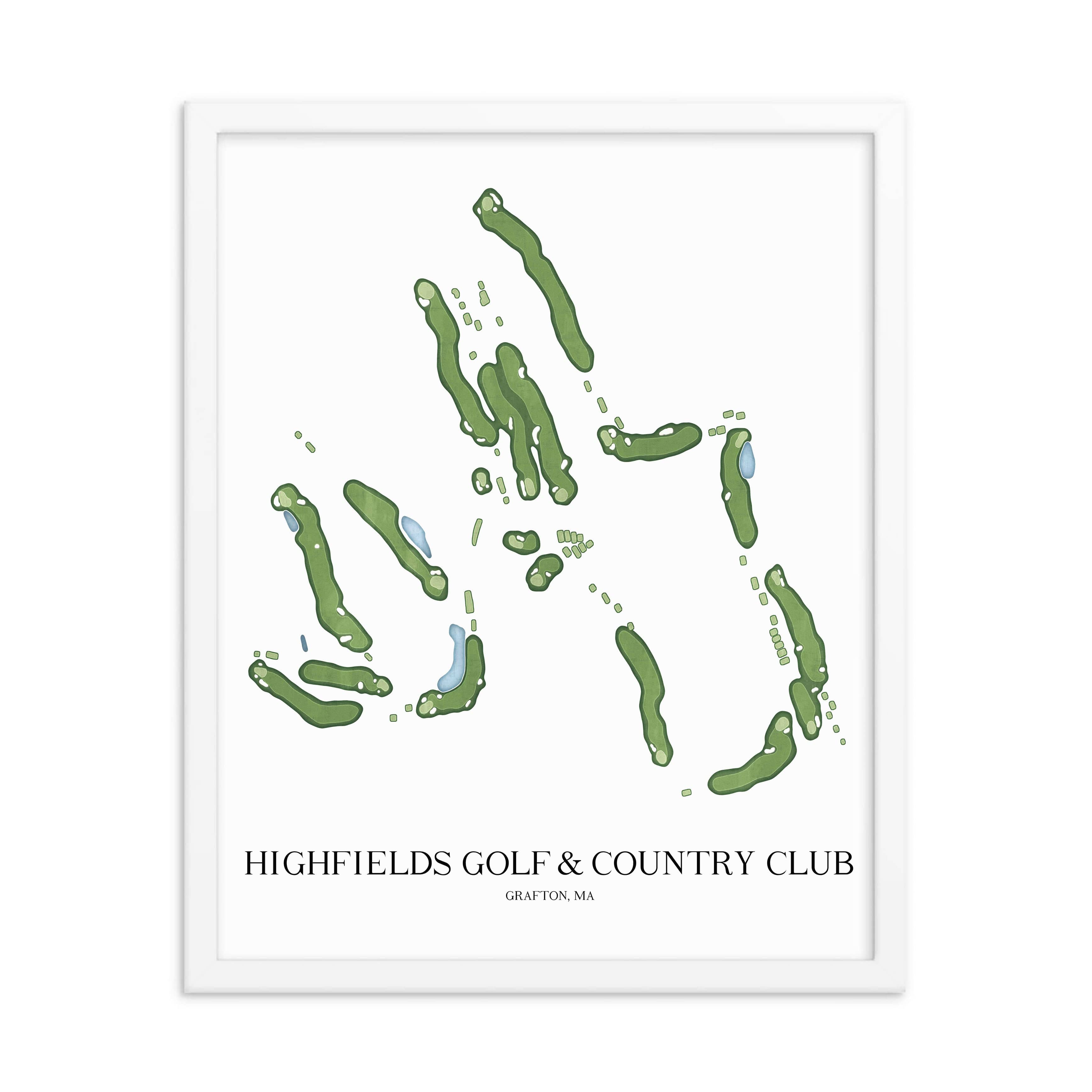 The 19th Hole Golf Shop - Golf Course Prints - Highfields Golf Country Club Golf Course Map Golf Map
