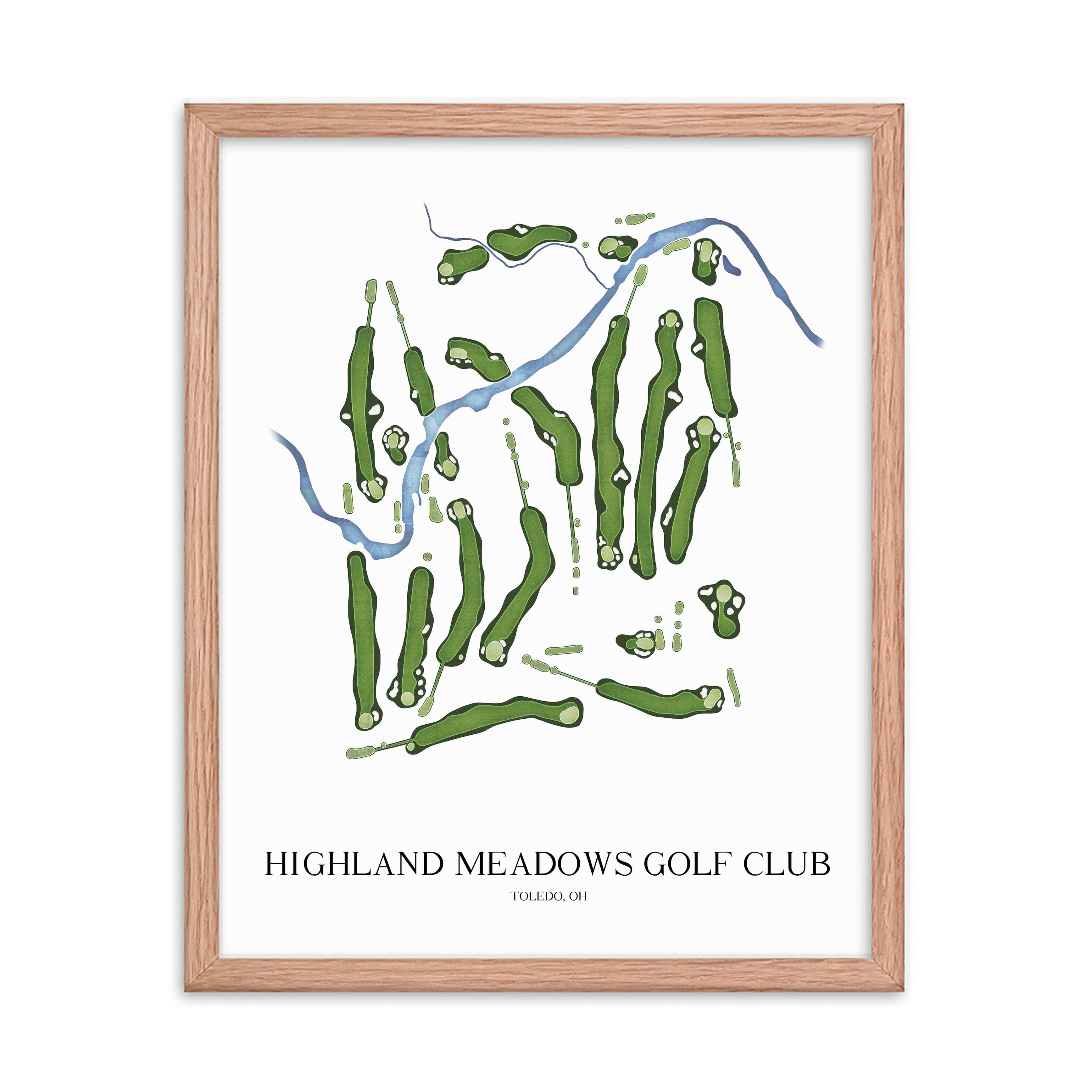 The 19th Hole Golf Shop - Golf Course Prints - Highland Meadows Golf Club Golf Course Map Golf Map