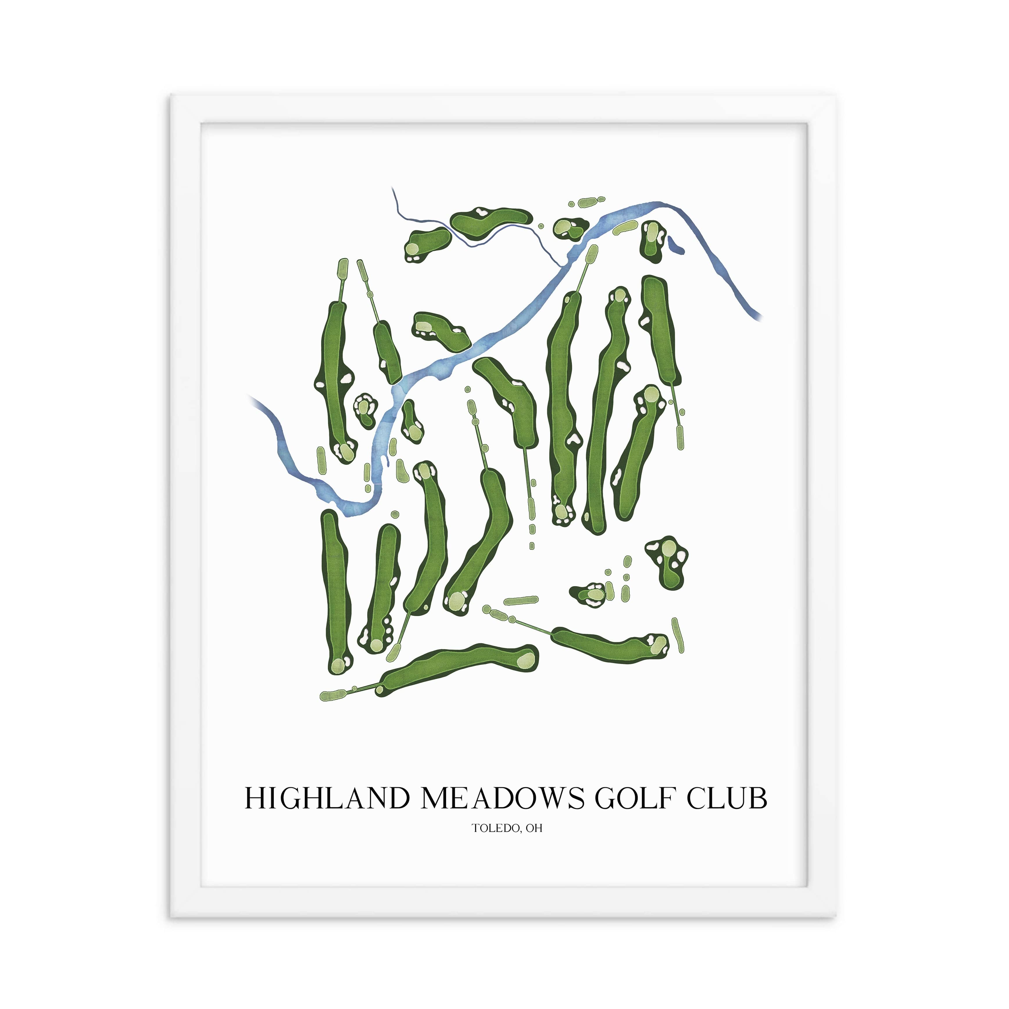 The 19th Hole Golf Shop - Golf Course Prints - Highland Meadows Golf Club Golf Course Map Golf Map