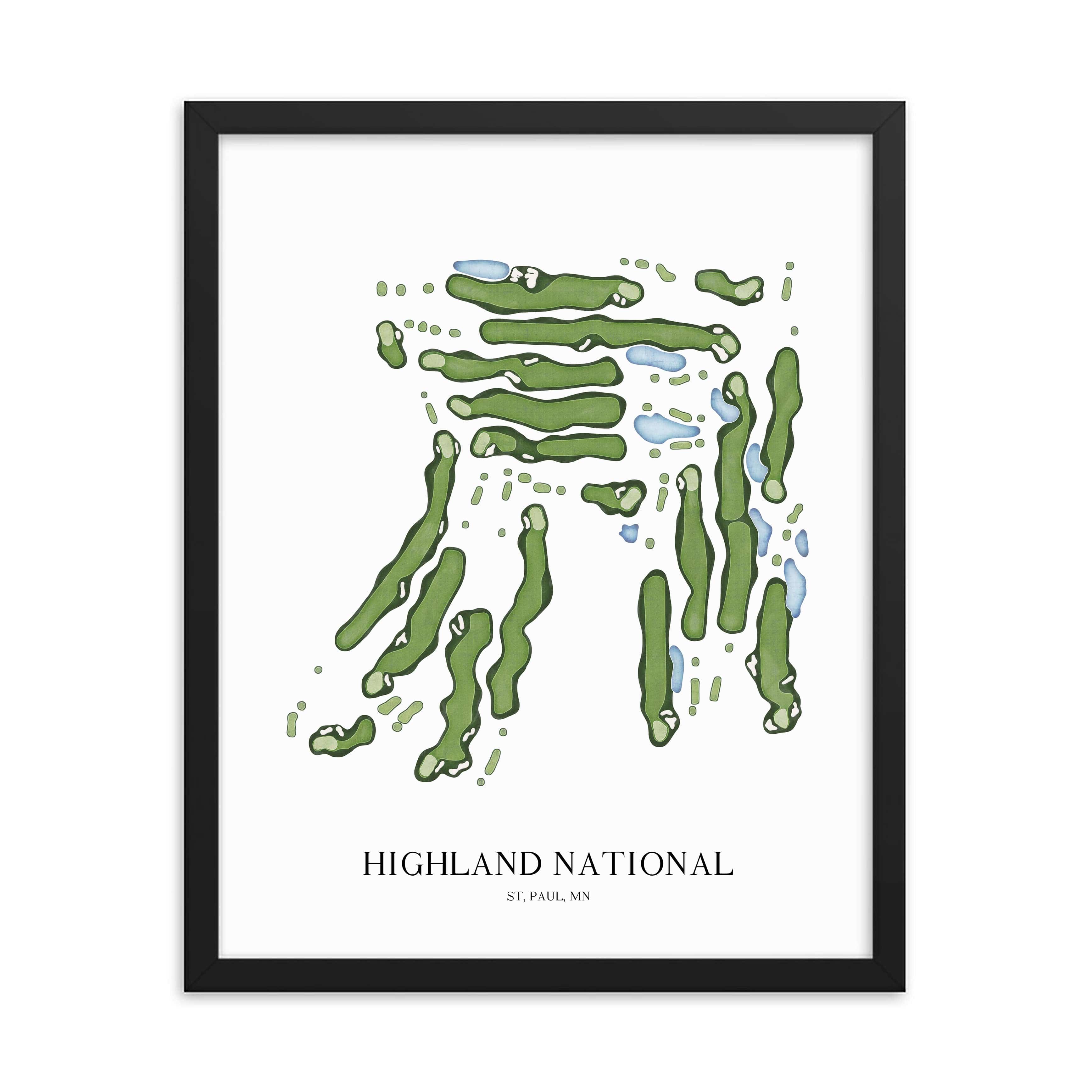 The 19th Hole Golf Shop - Golf Course Prints - Highland National Golf Course Map Golf Map