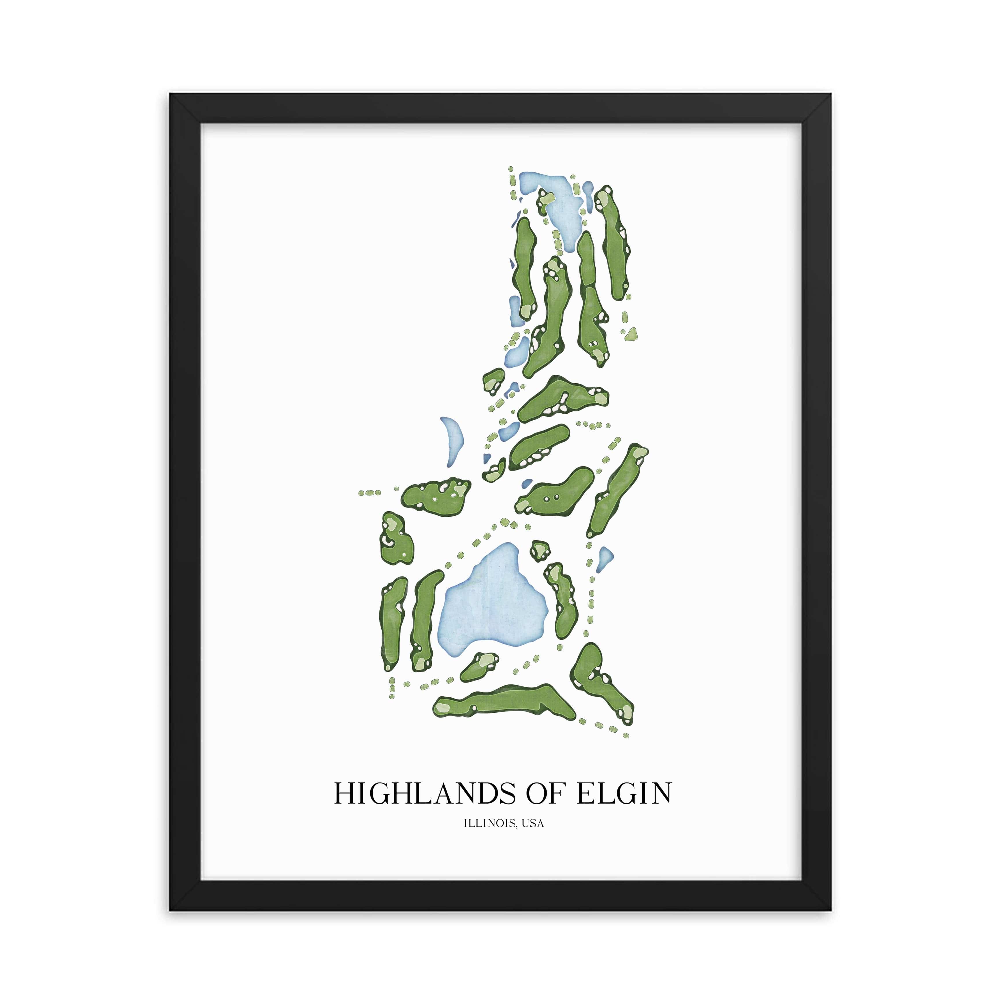 The 19th Hole Golf Shop - Golf Course Prints - Highlands of Elgin Golf Course Map Golf Map