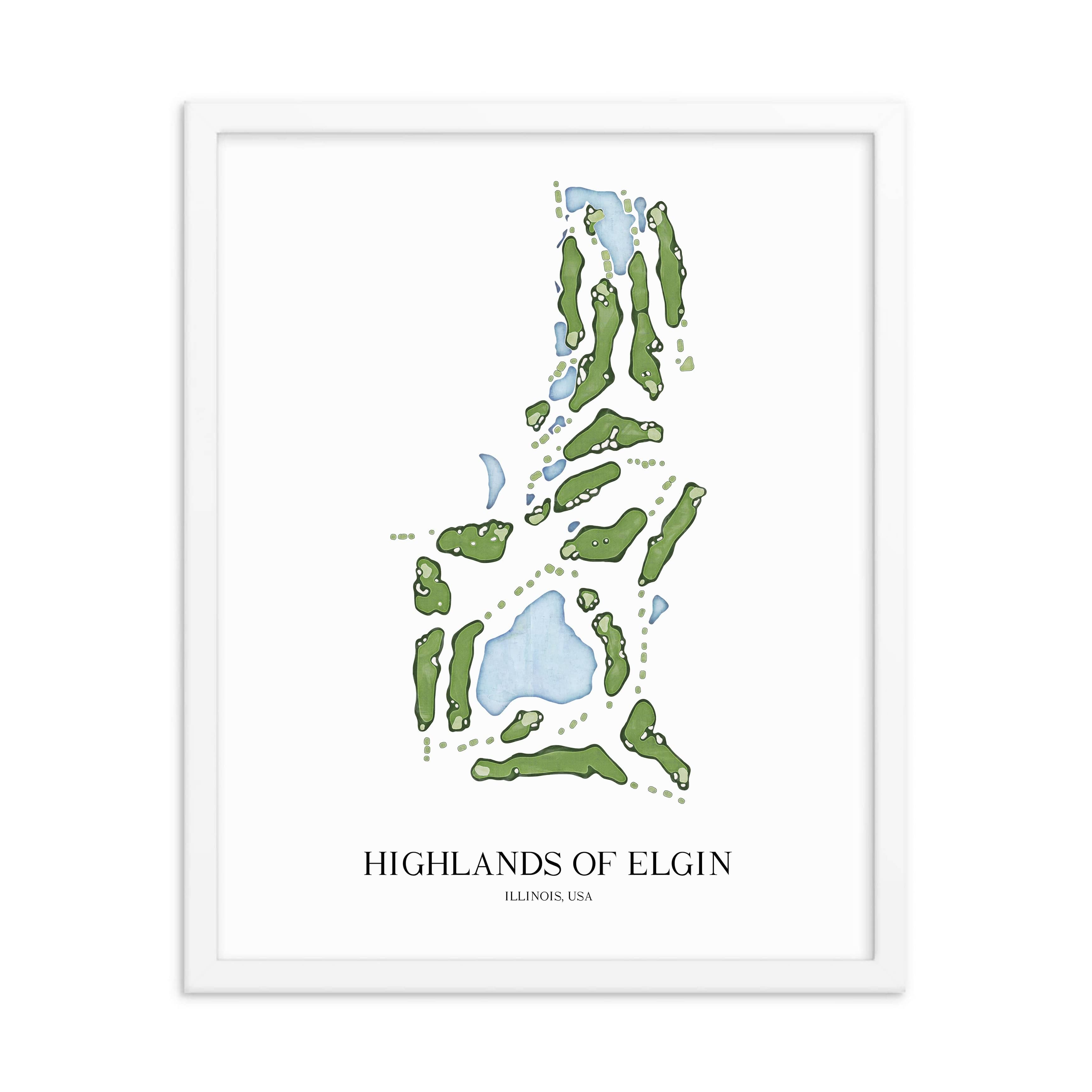 The 19th Hole Golf Shop - Golf Course Prints - Highlands of Elgin Golf Course Map Golf Map