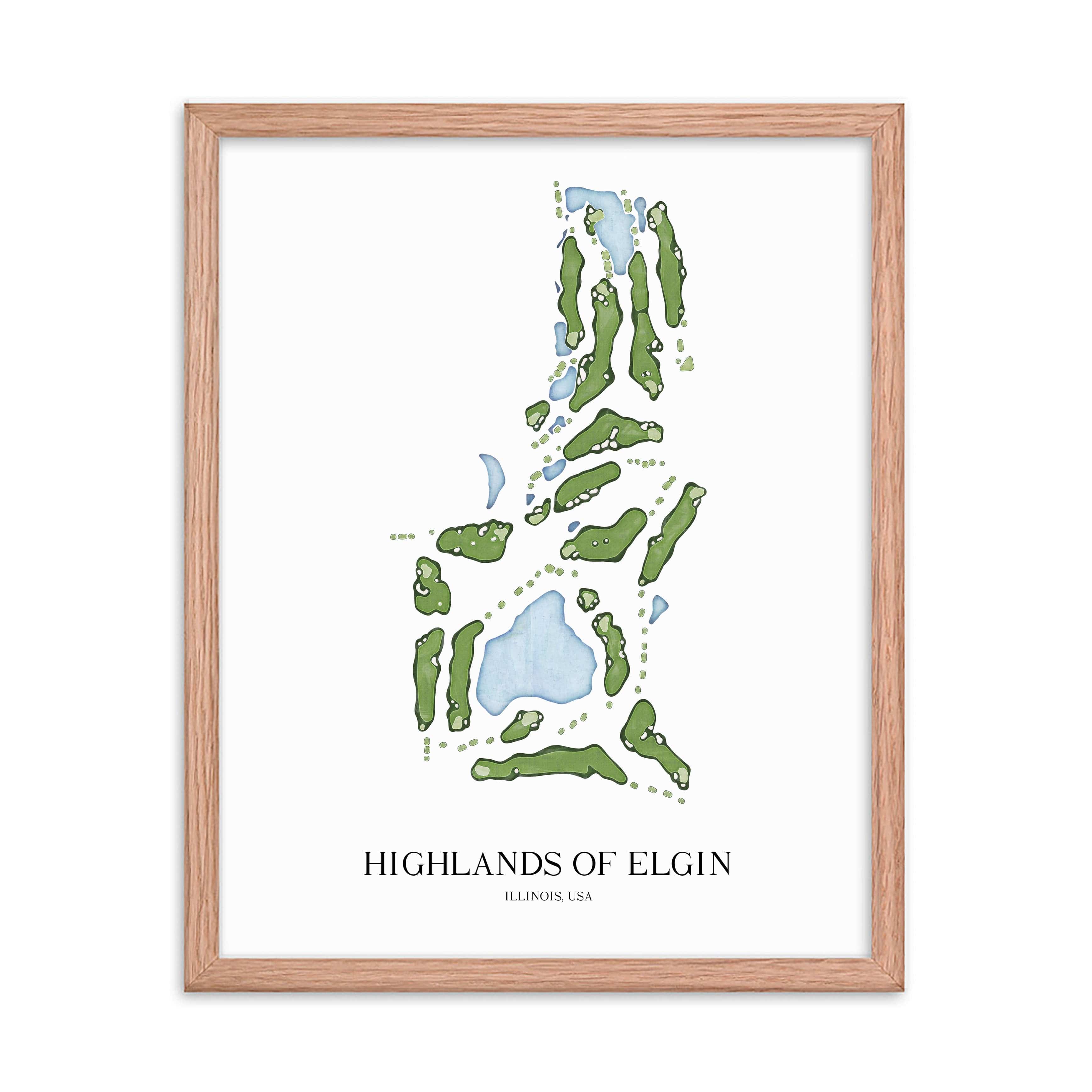 The 19th Hole Golf Shop - Golf Course Prints - Highlands of Elgin Golf Course Map Golf Map