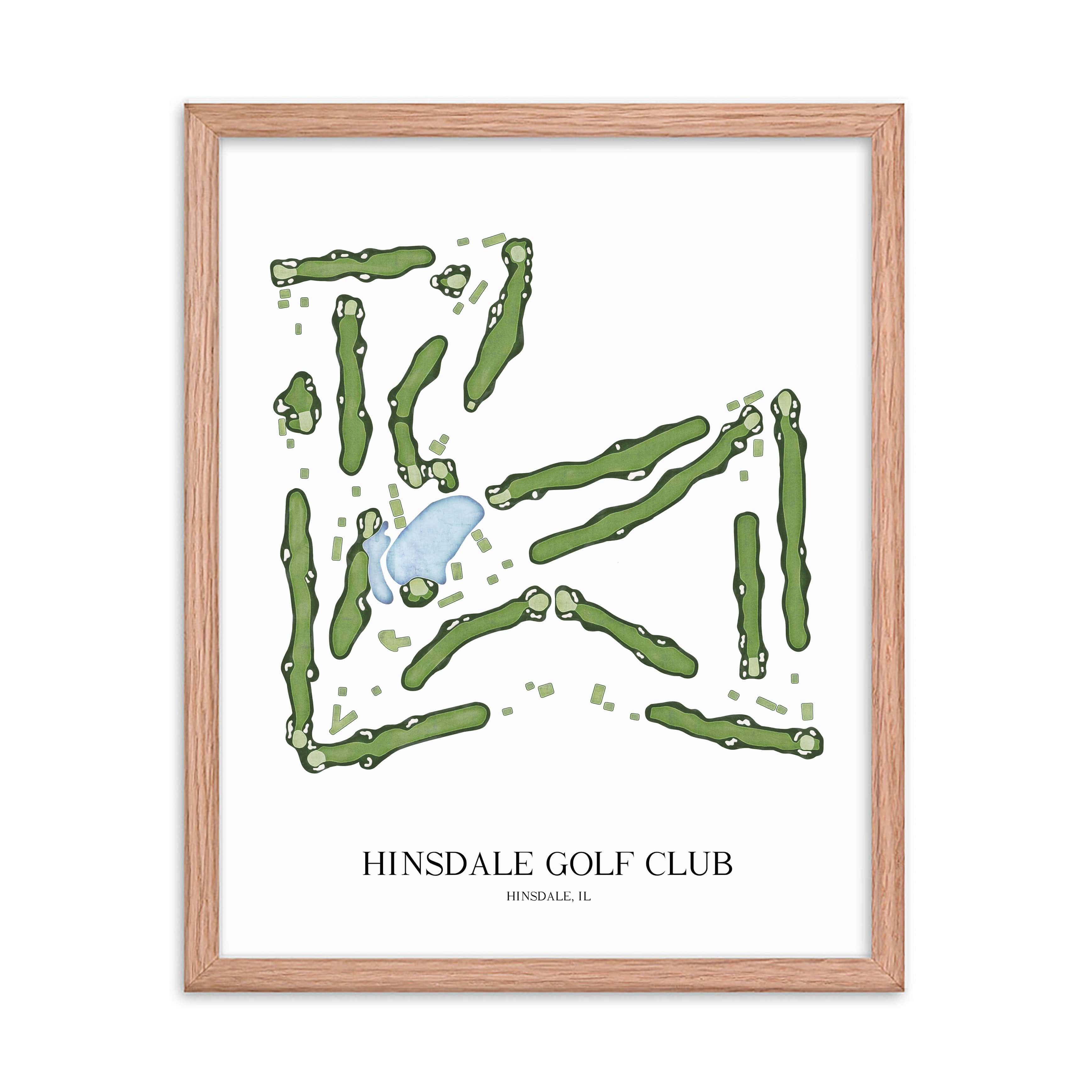 The 19th Hole Golf Shop - Golf Course Prints - Hinsdale Golf Club Golf Course Map Golf Map