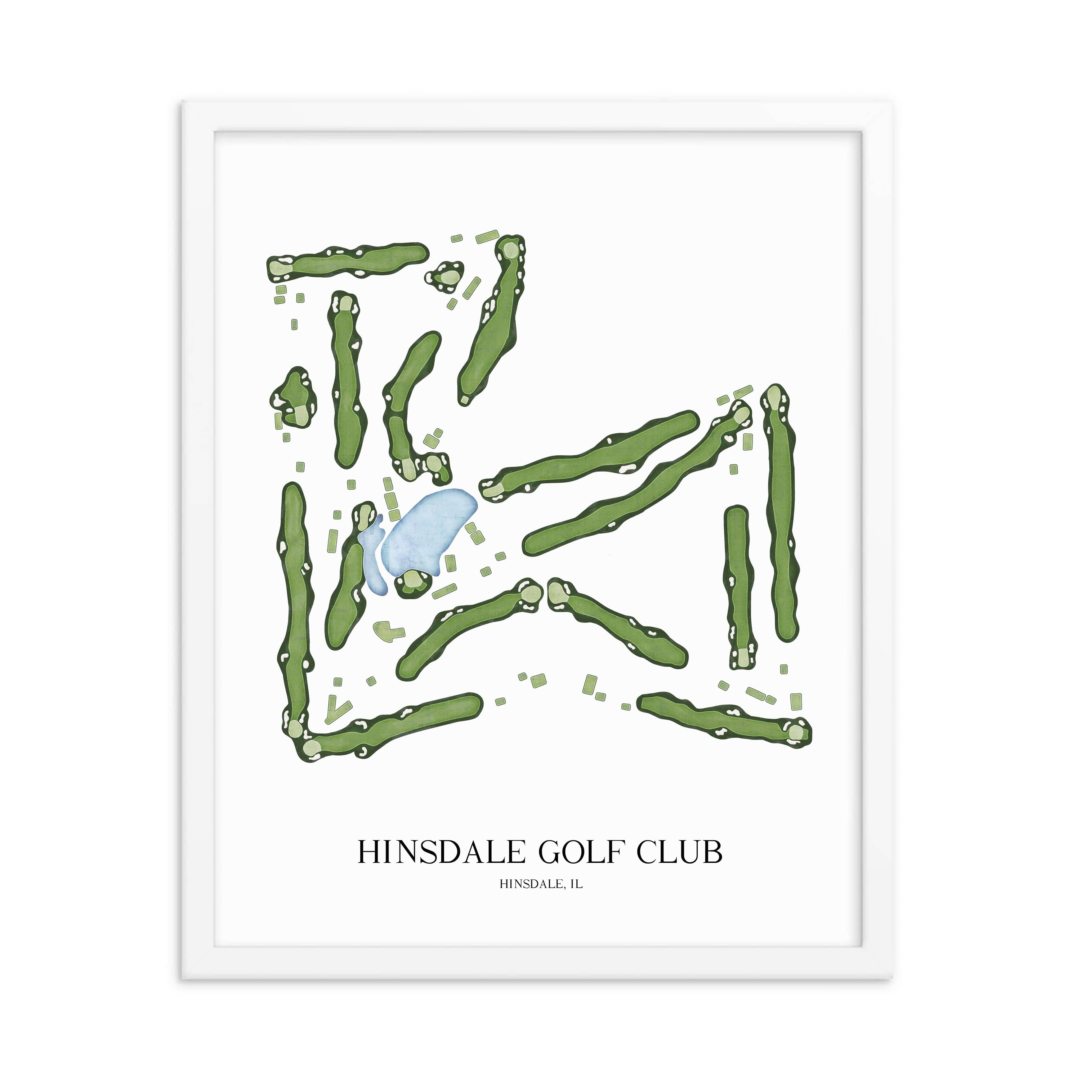 The 19th Hole Golf Shop - Golf Course Prints - Hinsdale Golf Club Golf Course Map Golf Map