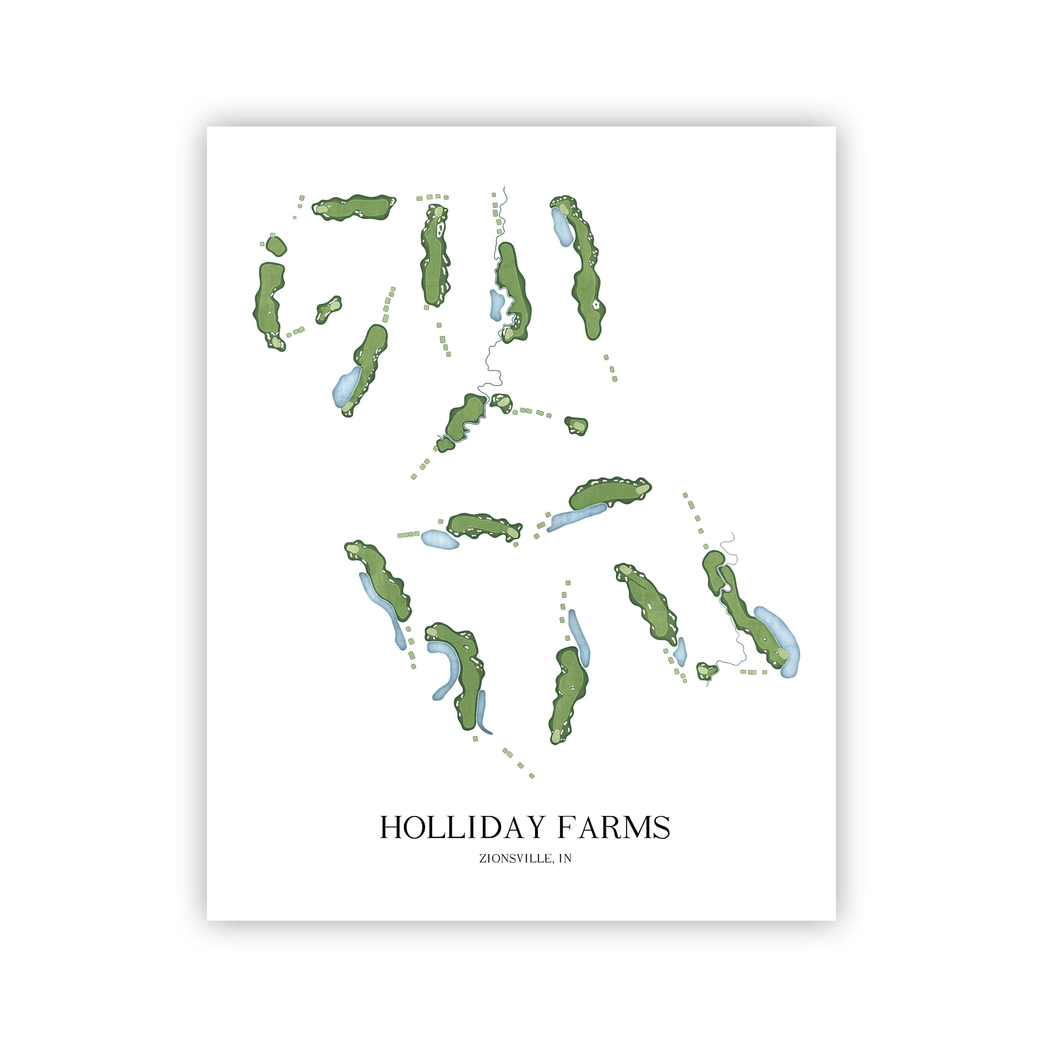 The 19th Hole Golf Shop - Golf Course Prints - Holiday Farms Golf Course Map Golf Map