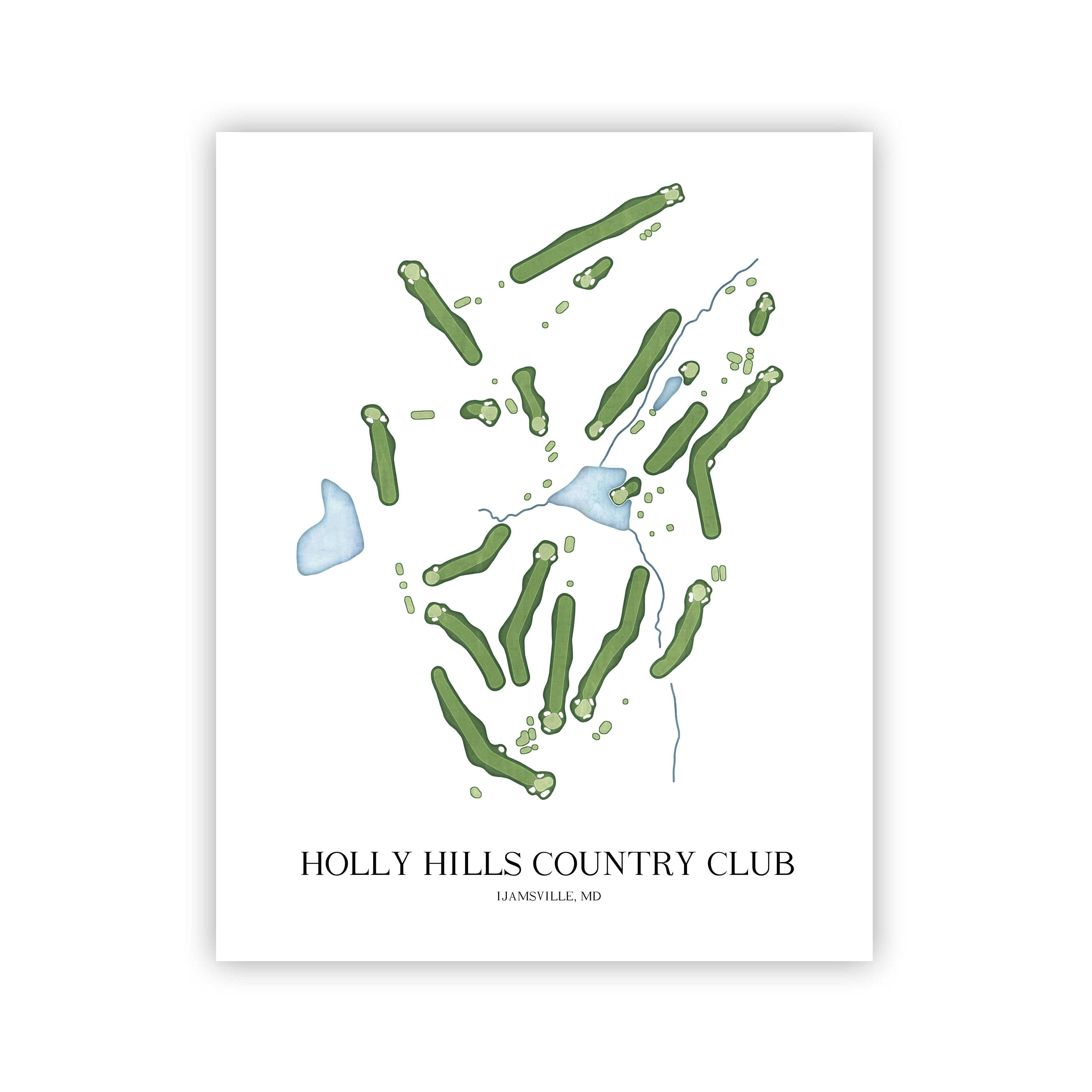 The 19th Hole Golf Shop - Golf Course Prints - Holly Hills Country Club Golf Course Map Golf Map