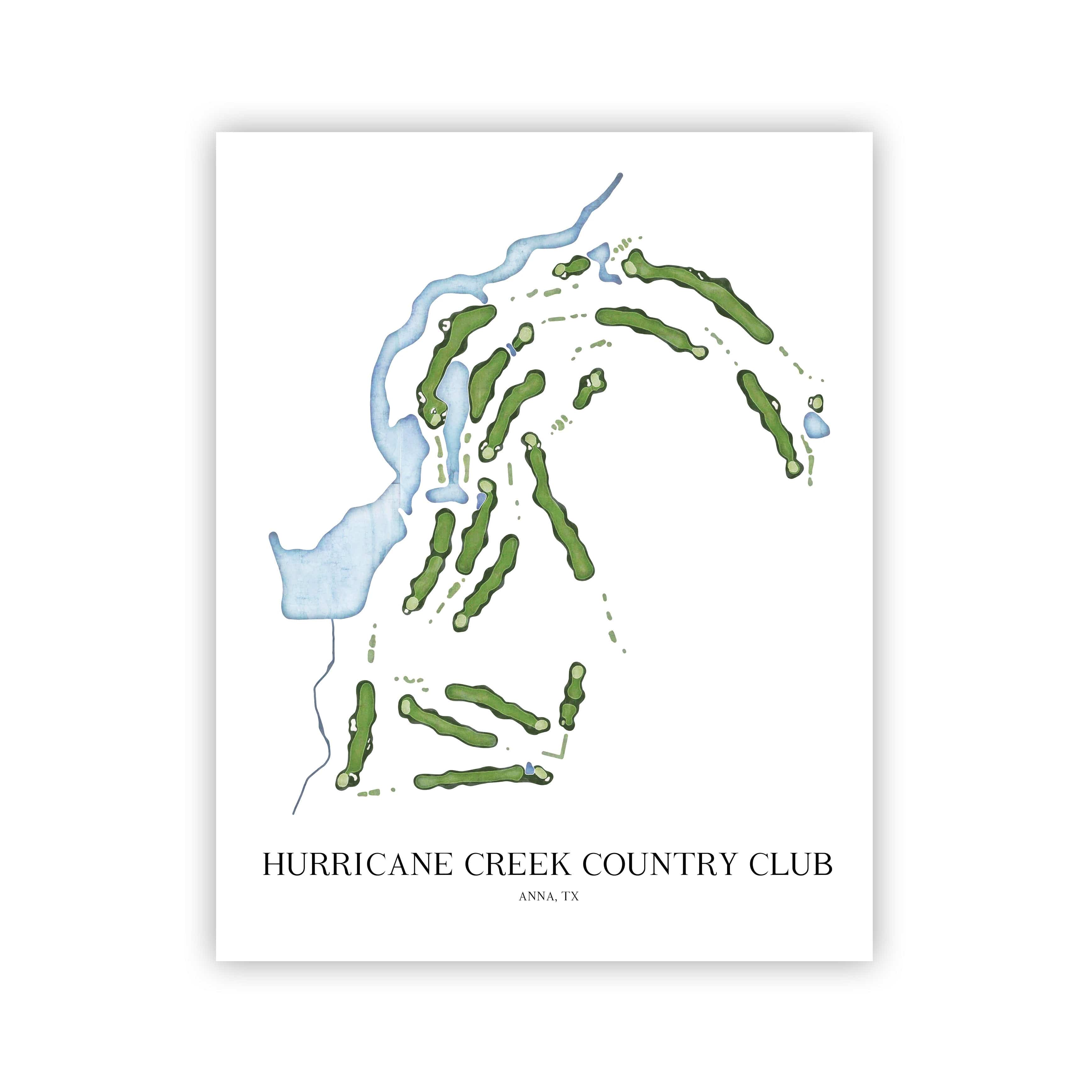 The 19th Hole Golf Shop - Golf Course Prints - Hurricane Creek Country Club Golf Course Map Golf Map