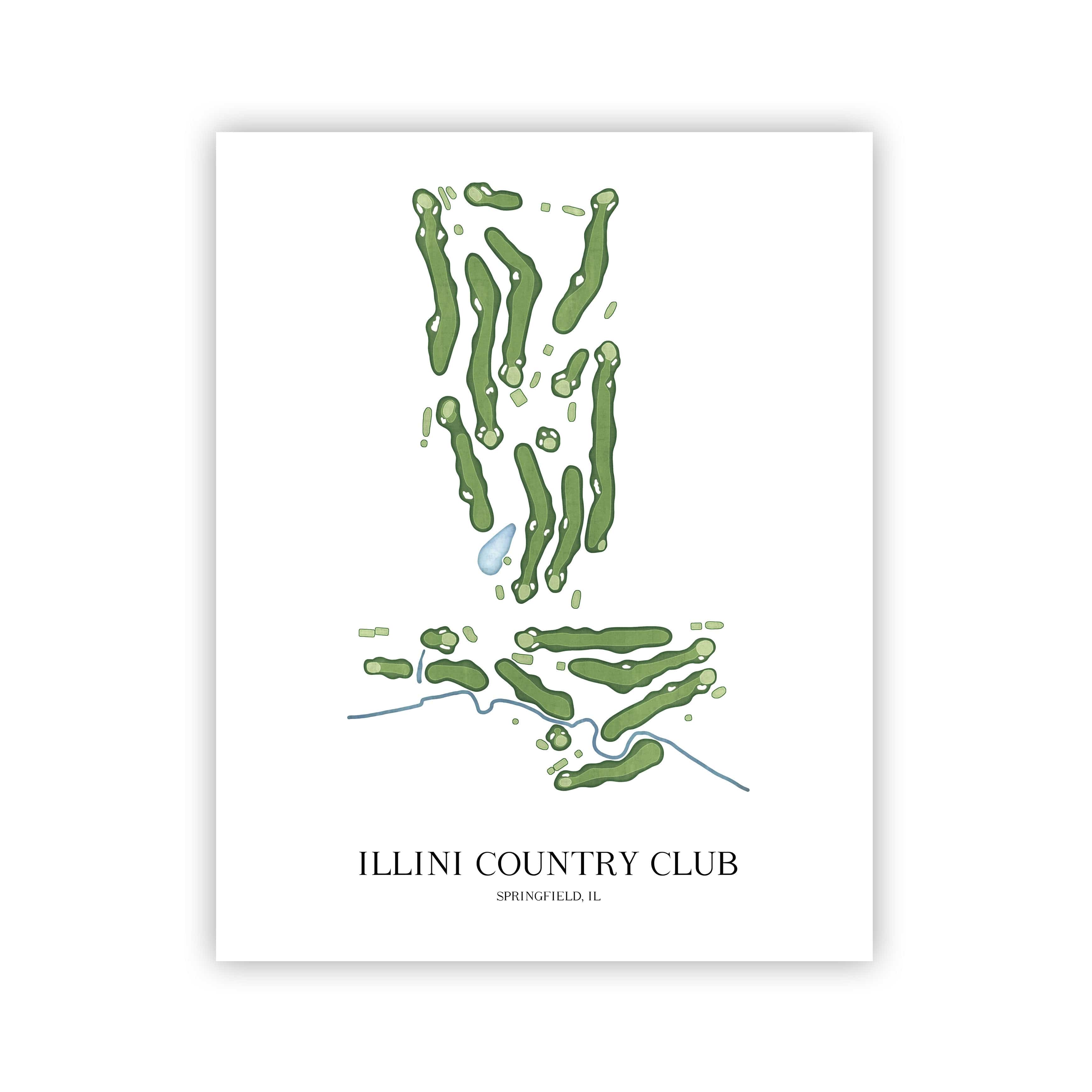 The 19th Hole Golf Shop - Golf Course Prints - Illini Country Club Golf Course Map Golf Map