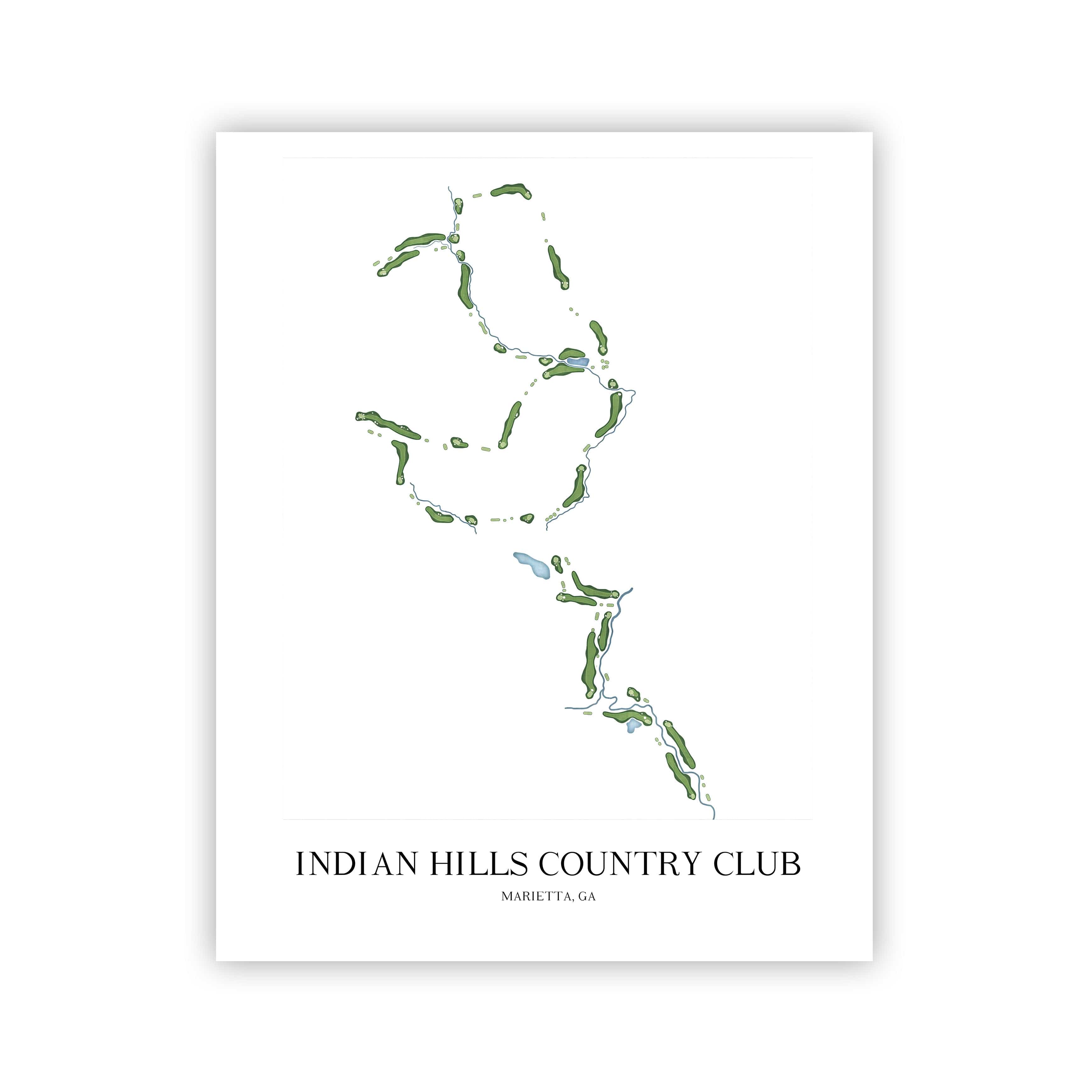 The 19th Hole Golf Shop - Golf Course Prints - Indian Hills Country Club Golf Course Map Golf Map