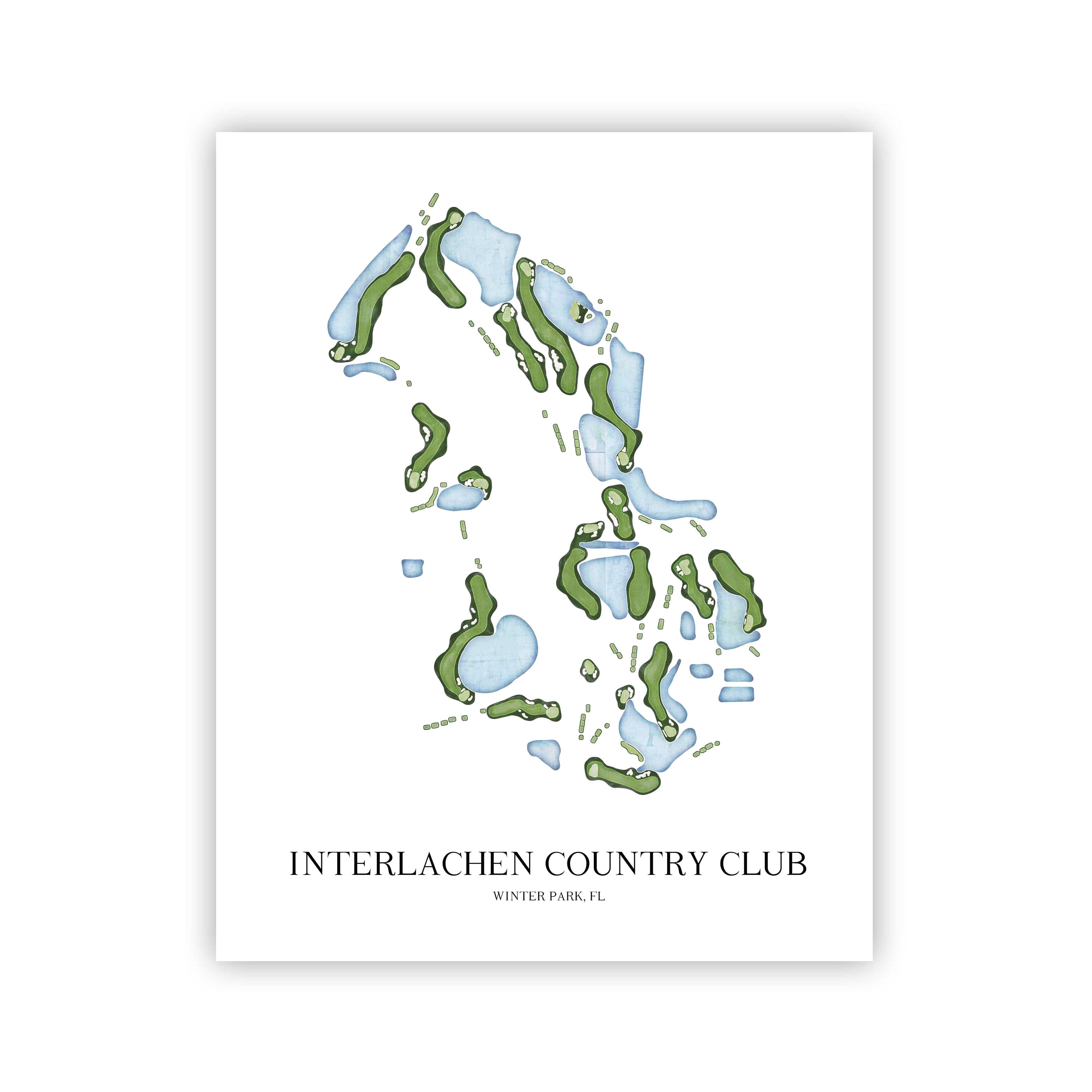 The 19th Hole Golf Shop - Golf Course Prints - Interlachen Country Club - Florida Golf Course Map Golf Map