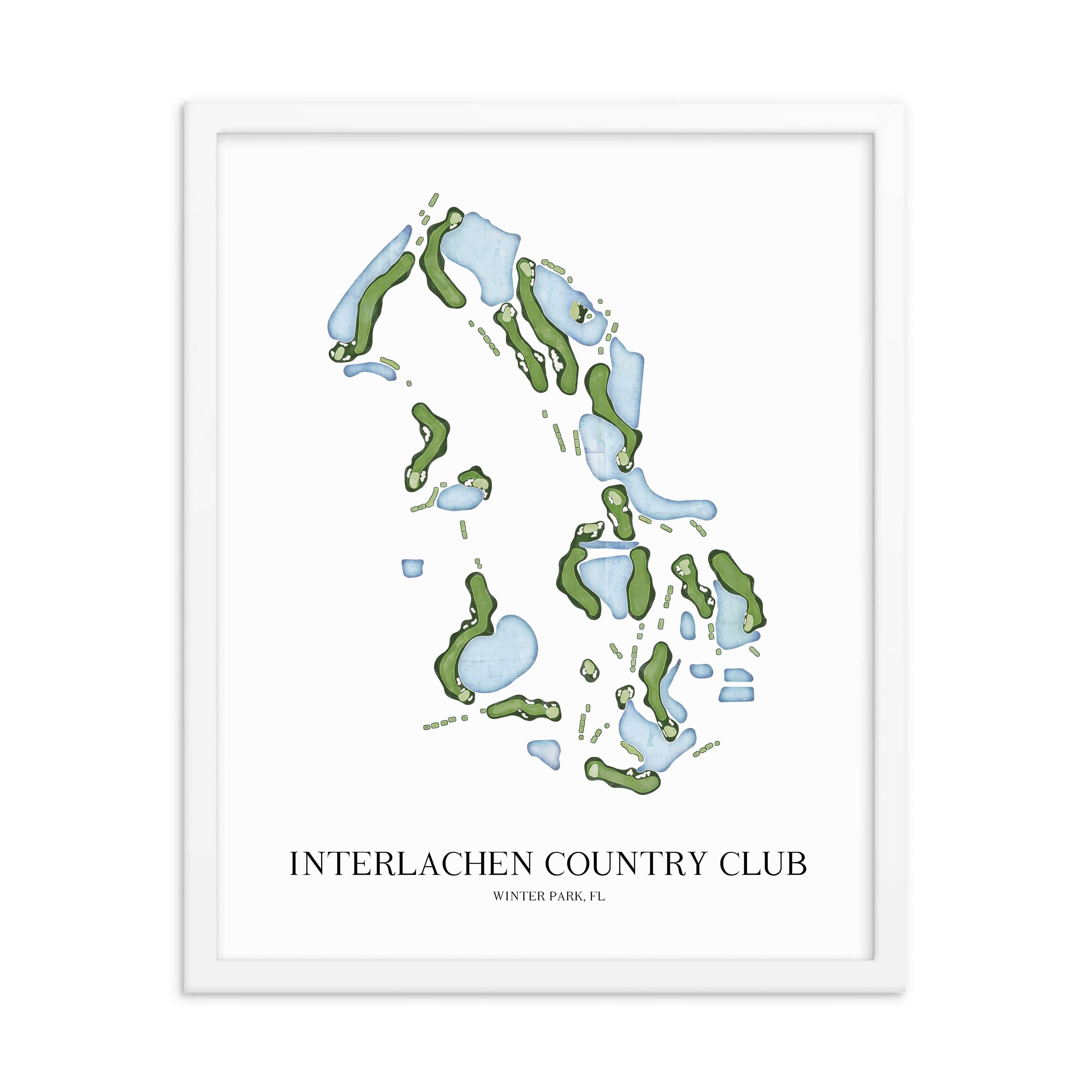 The 19th Hole Golf Shop - Golf Course Prints - Interlachen Country Club - Florida Golf Course Map Golf Map