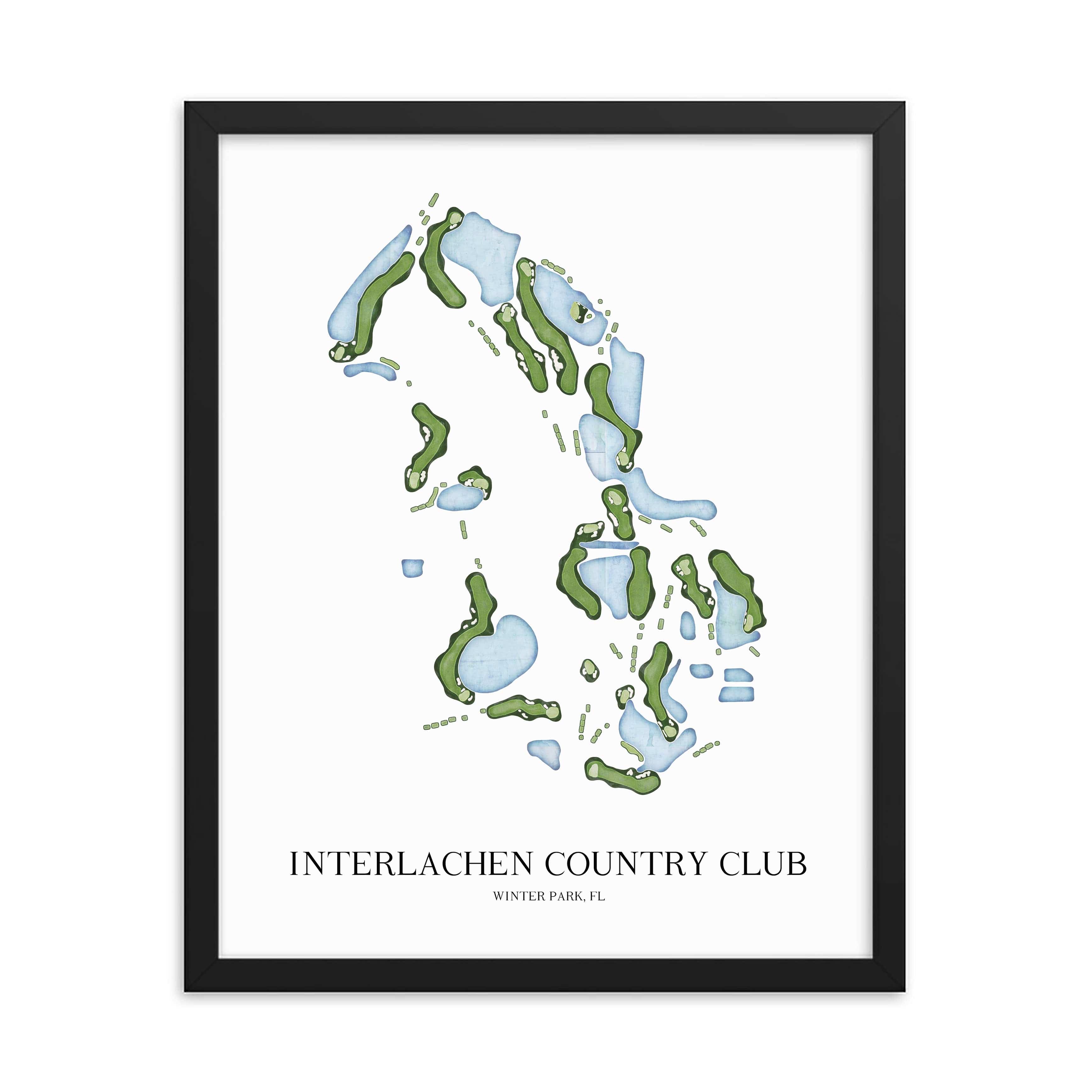 The 19th Hole Golf Shop - Golf Course Prints - Interlachen Country Club - Florida Golf Course Map Golf Map