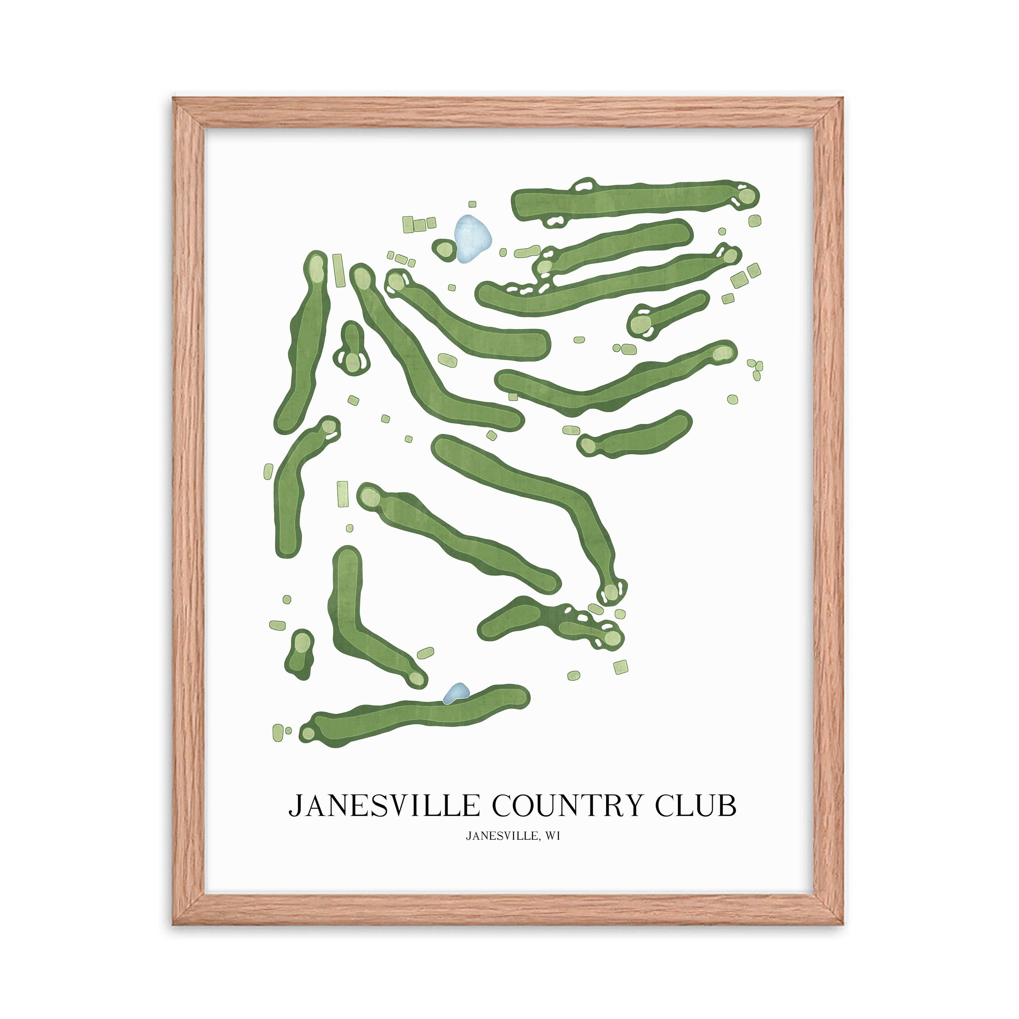 The 19th Hole Golf Shop - Golf Course Prints - Janesville Country Club Golf Course Map Golf Map