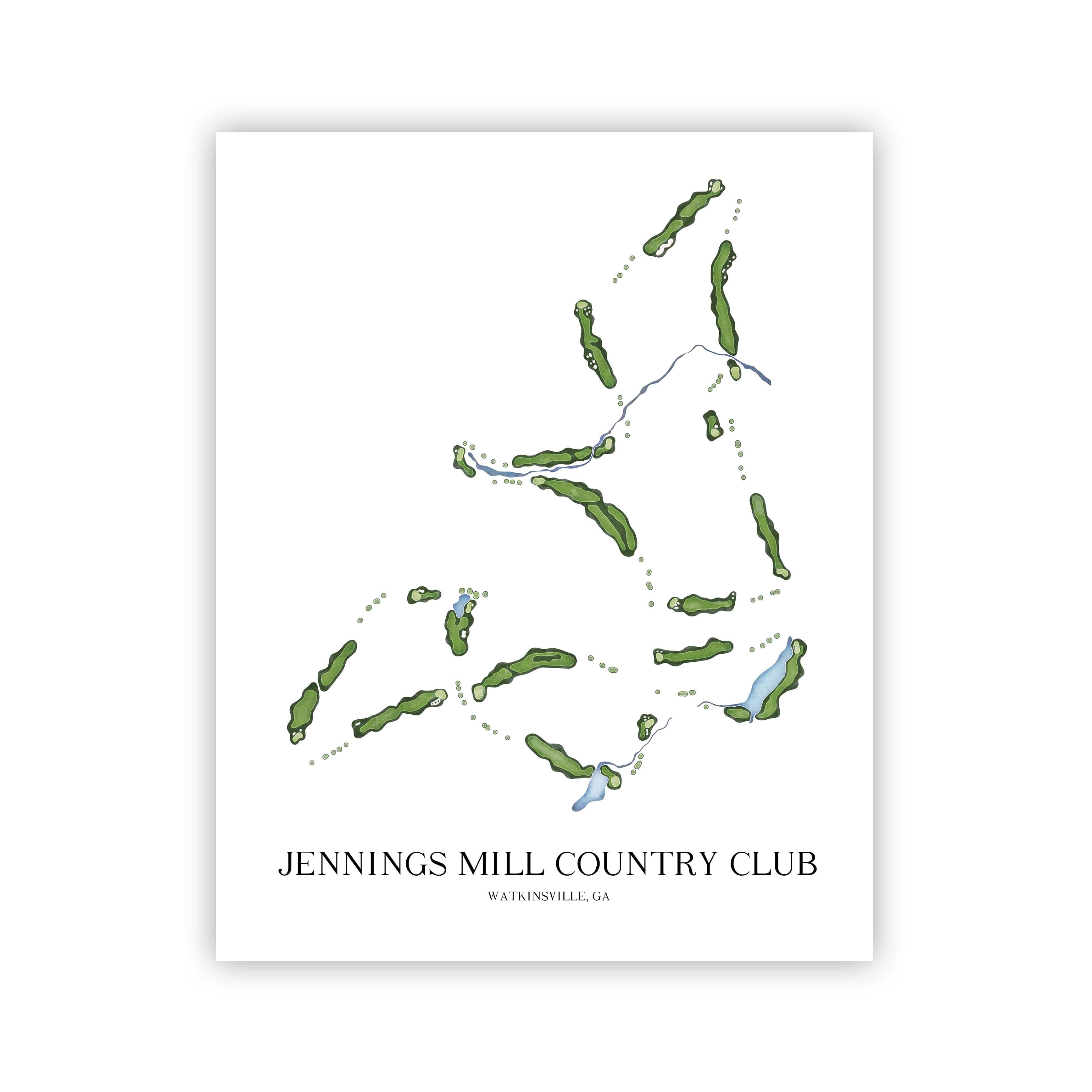 The 19th Hole Golf Shop - Golf Course Prints - Jennings Mill Country Club Golf Course Map Golf Map