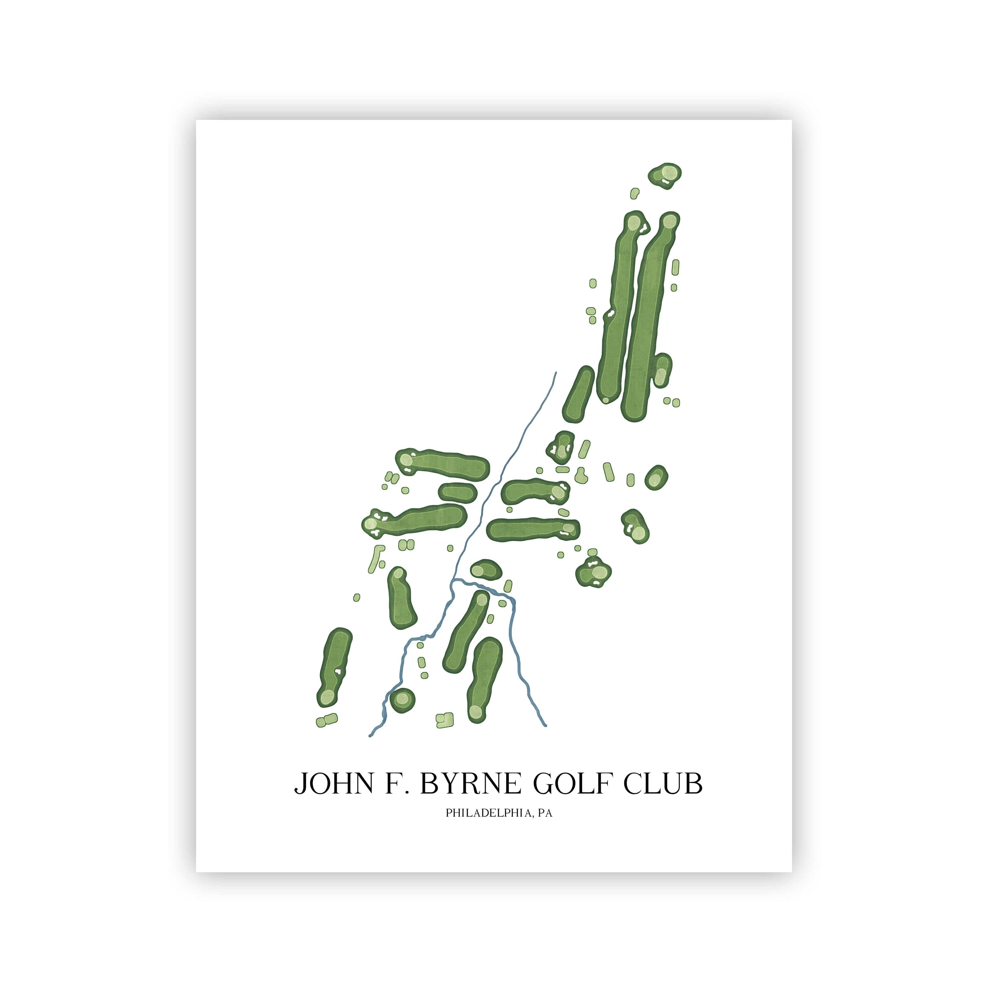 The 19th Hole Golf Shop - Golf Course Prints - John F. Byrne Golf Club Golf Course Map Golf Map