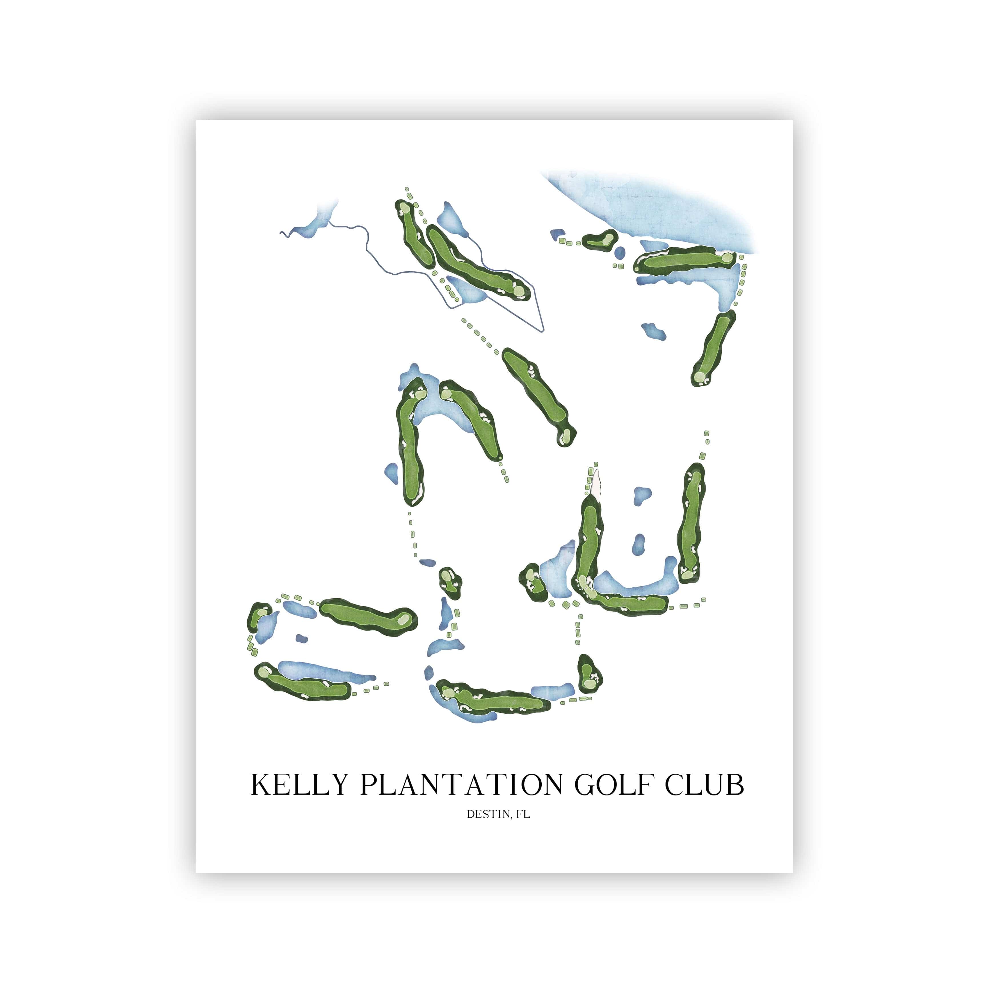 The 19th Hole Golf Shop - Golf Course Prints - Kelly Plantation Club Golf Course Map Golf Map