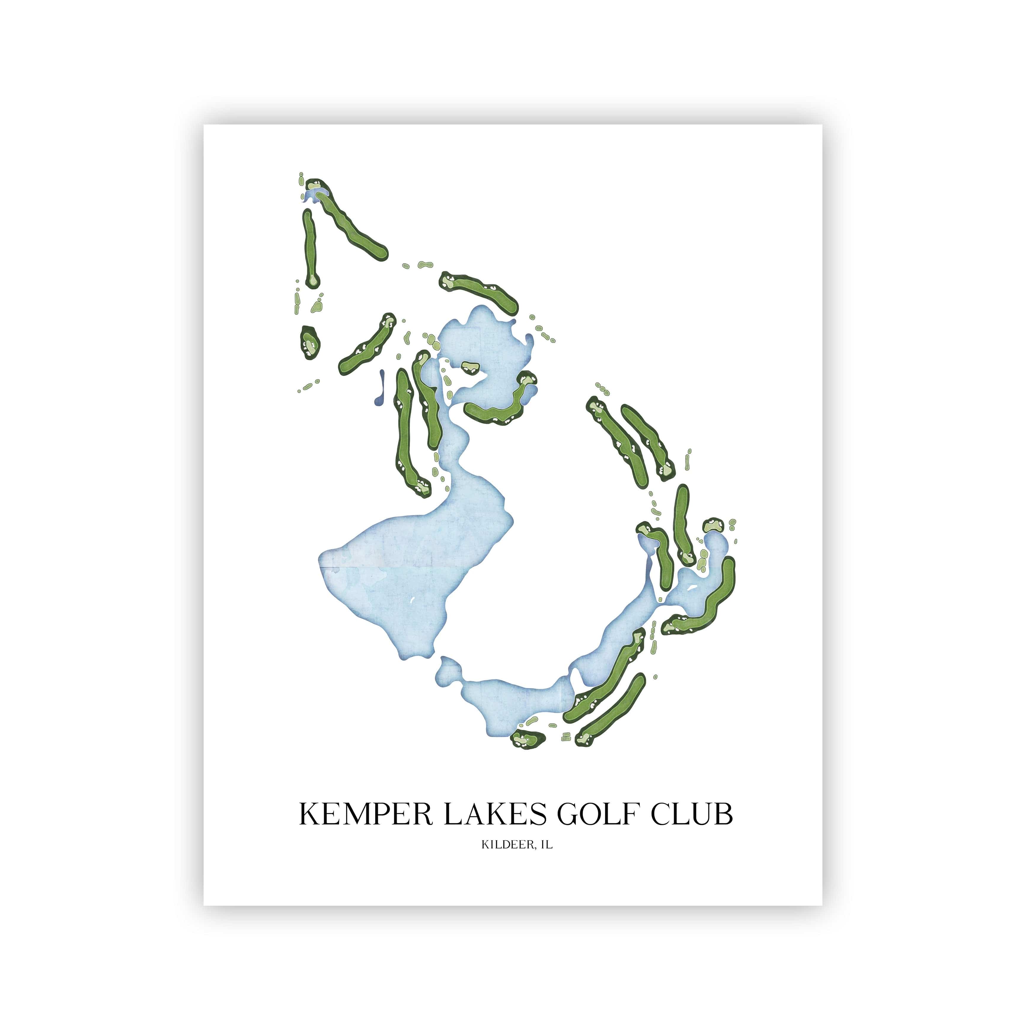 The 19th Hole Golf Shop - Golf Course Prints - Kemper Lakes Golf Club Golf Course Map Golf Map