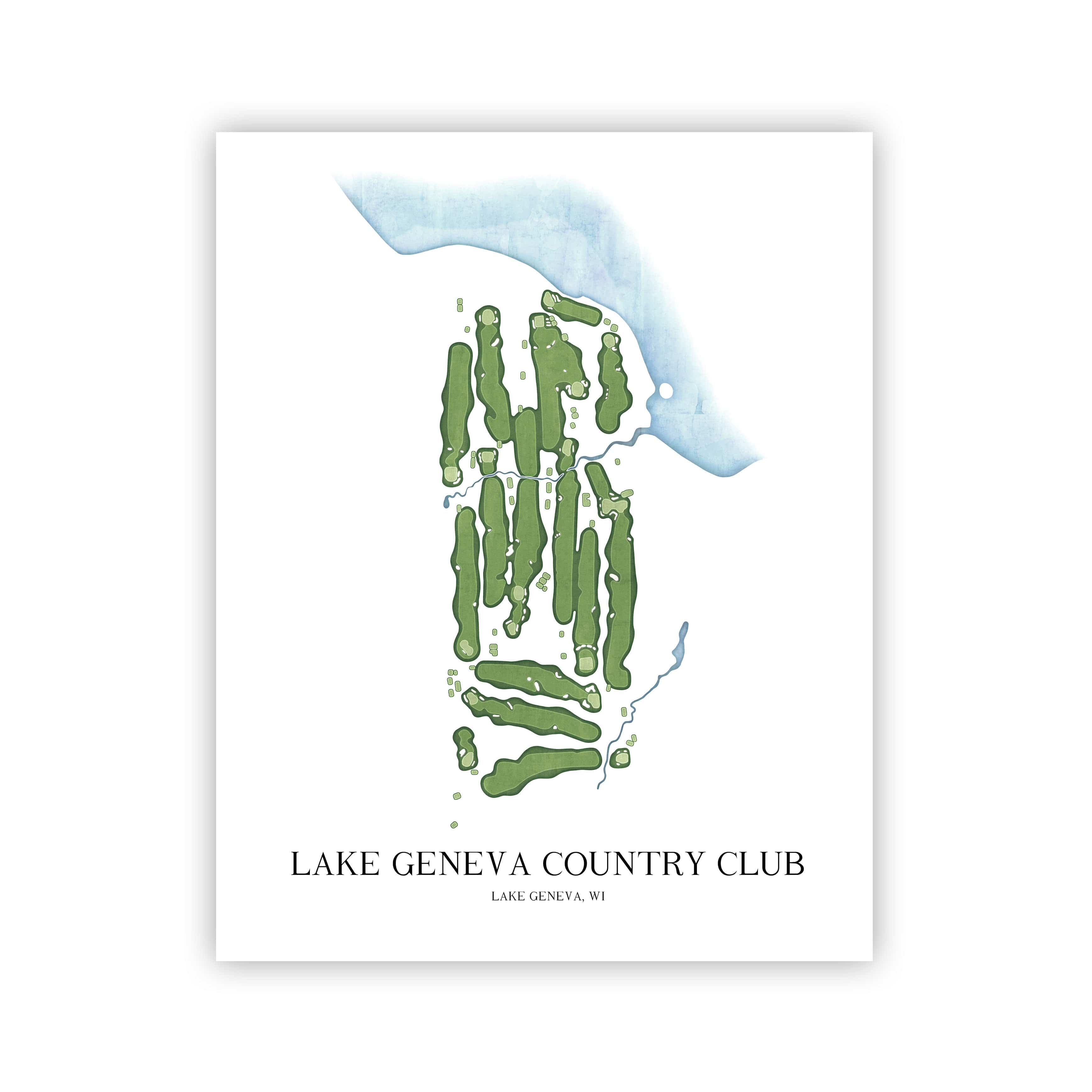 The 19th Hole Golf Shop - Golf Course Prints - Lake Geneva Country Club Golf Course Map Golf Map
