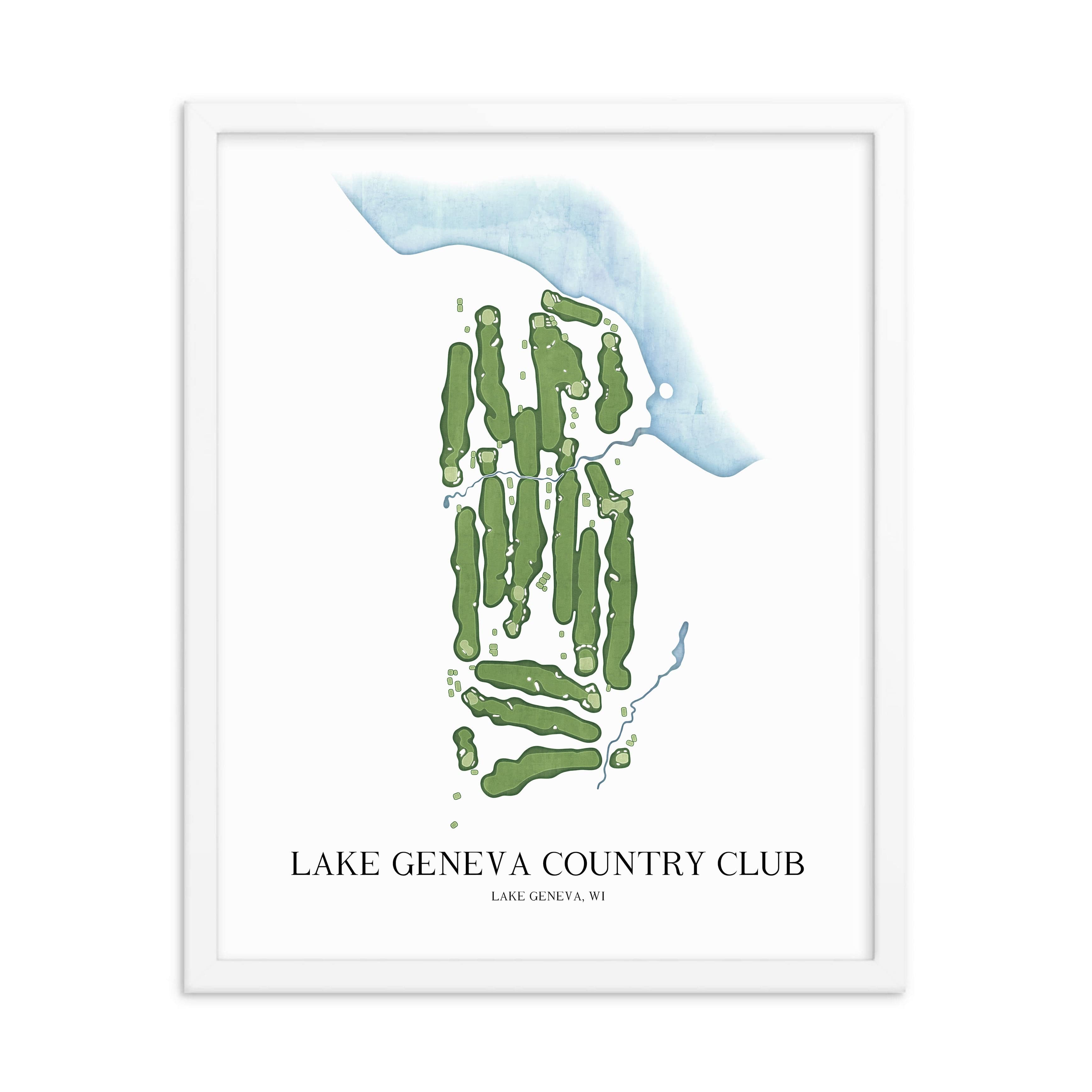 The 19th Hole Golf Shop - Golf Course Prints - Lake Geneva Country Club Golf Course Map Golf Map