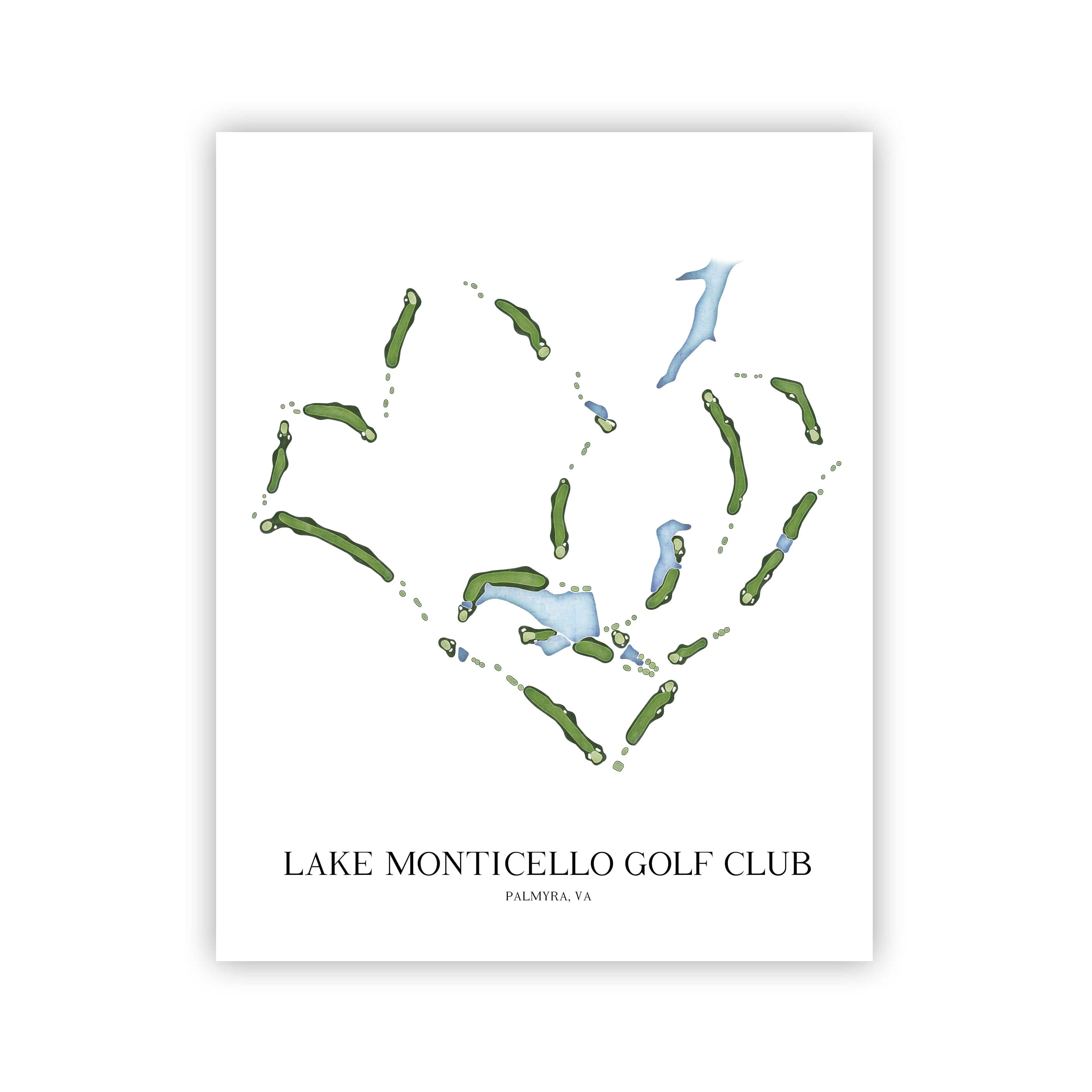 The 19th Hole Golf Shop - Golf Course Prints - Lake Monticello Golf Club Golf Course Map Golf Map