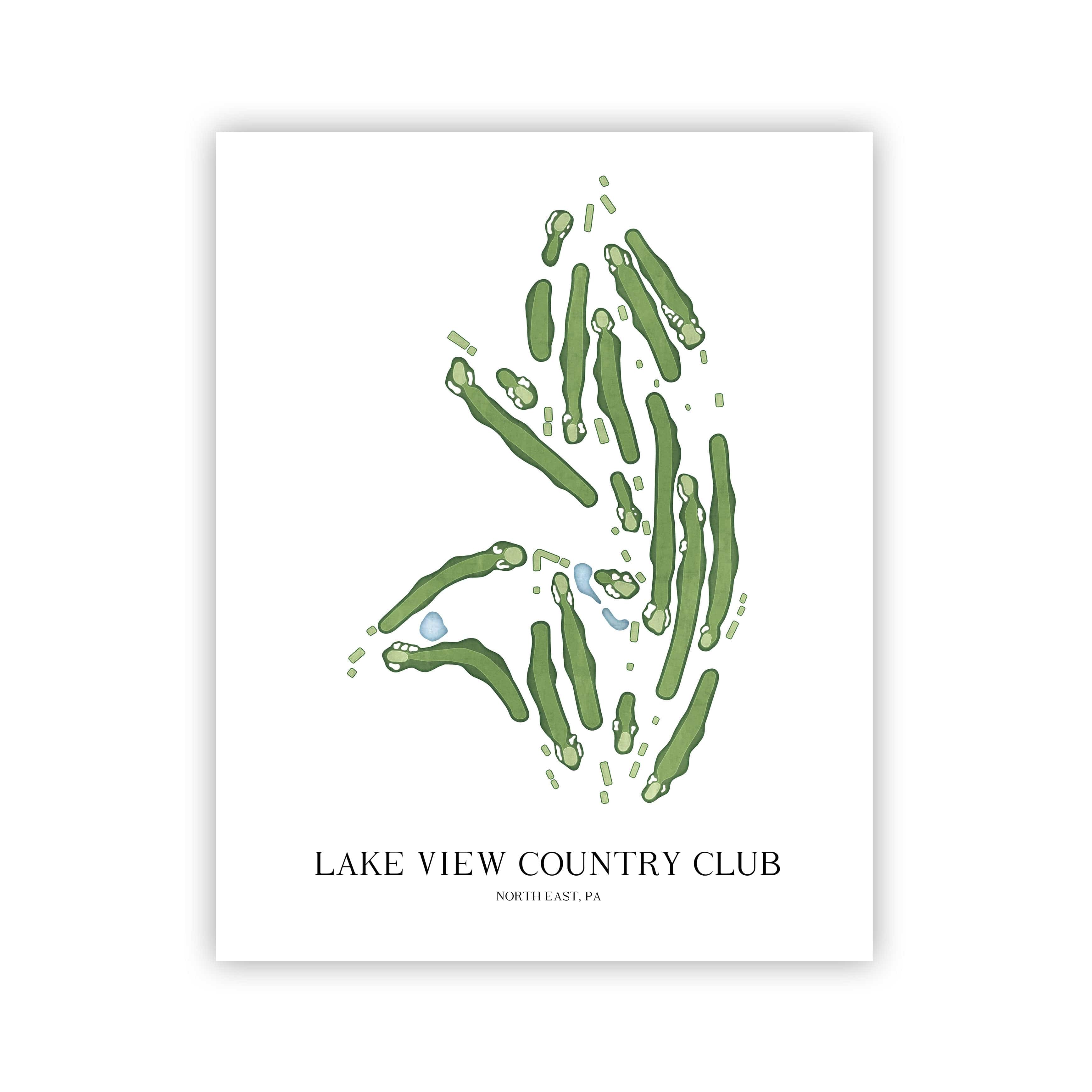 The 19th Hole Golf Shop - Golf Course Prints - Lake View Country Club Golf Course Map Golf Map