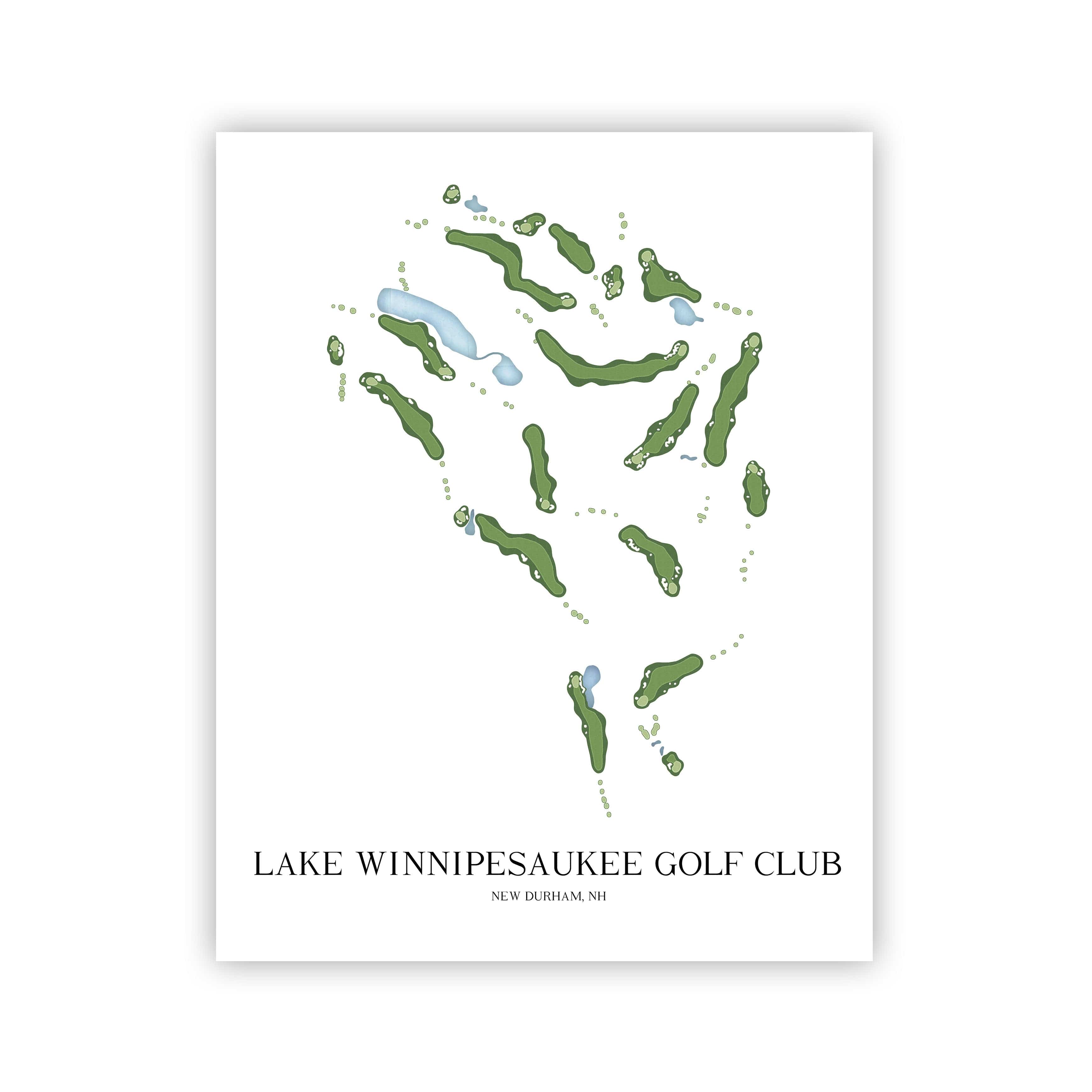The 19th Hole Golf Shop - Golf Course Prints - Lake Winnipesaukee Golf Club Golf Course Map Golf Map