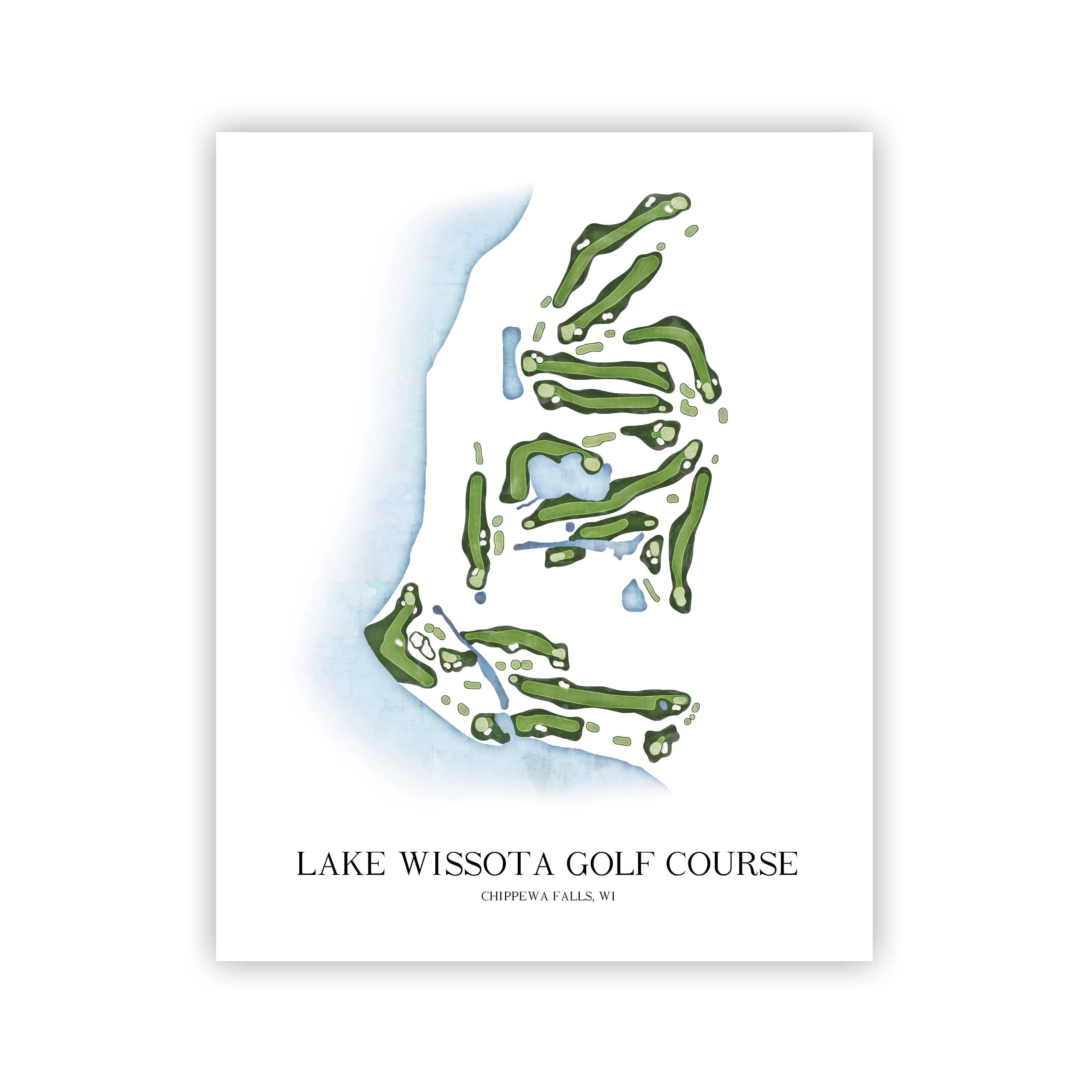 The 19th Hole Golf Shop - Golf Course Prints - Lake Wissota Golf Club Golf Course Map Golf Map