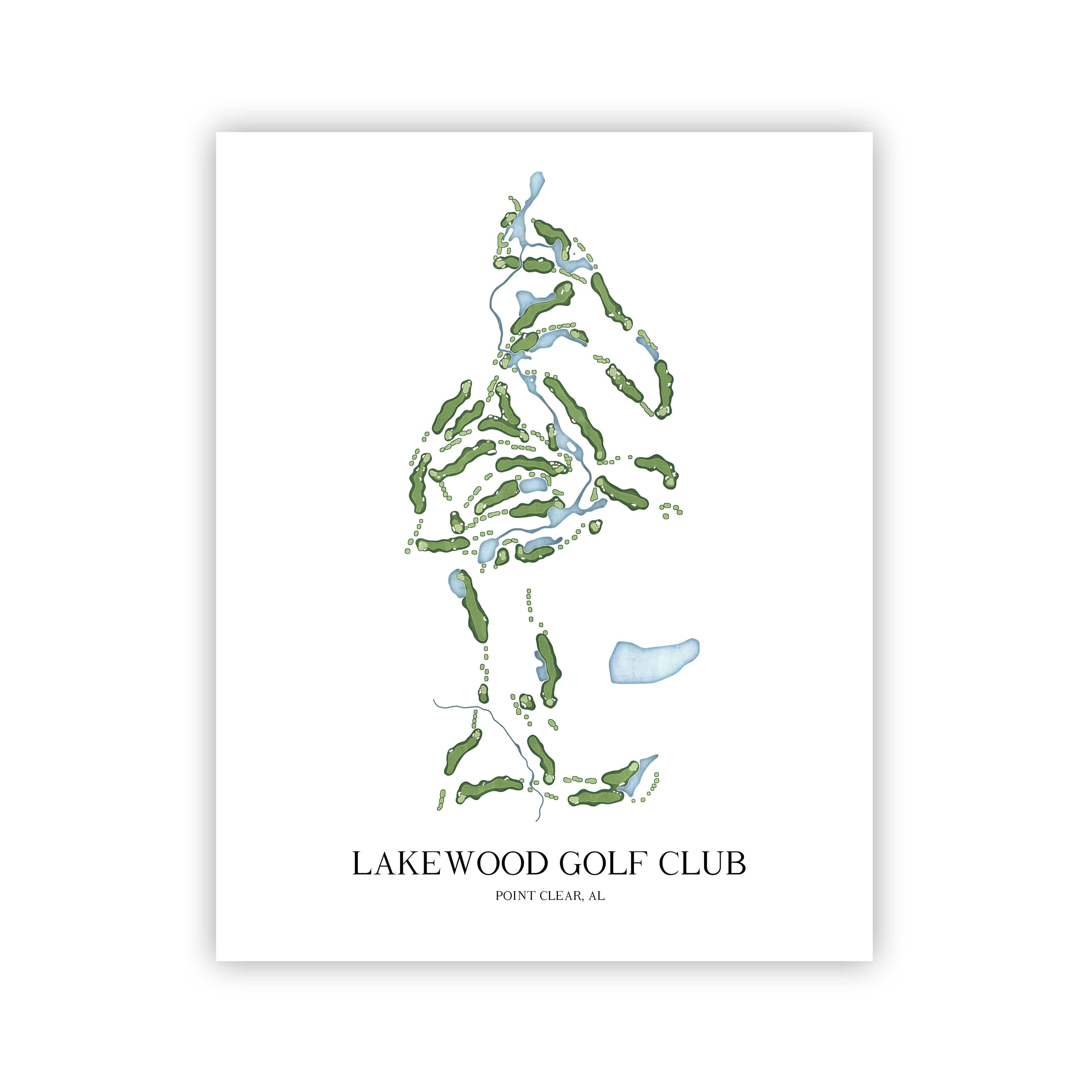 The 19th Hole Golf Shop - Golf Course Prints - Lakewood Golf Club Golf Course Map Golf Map