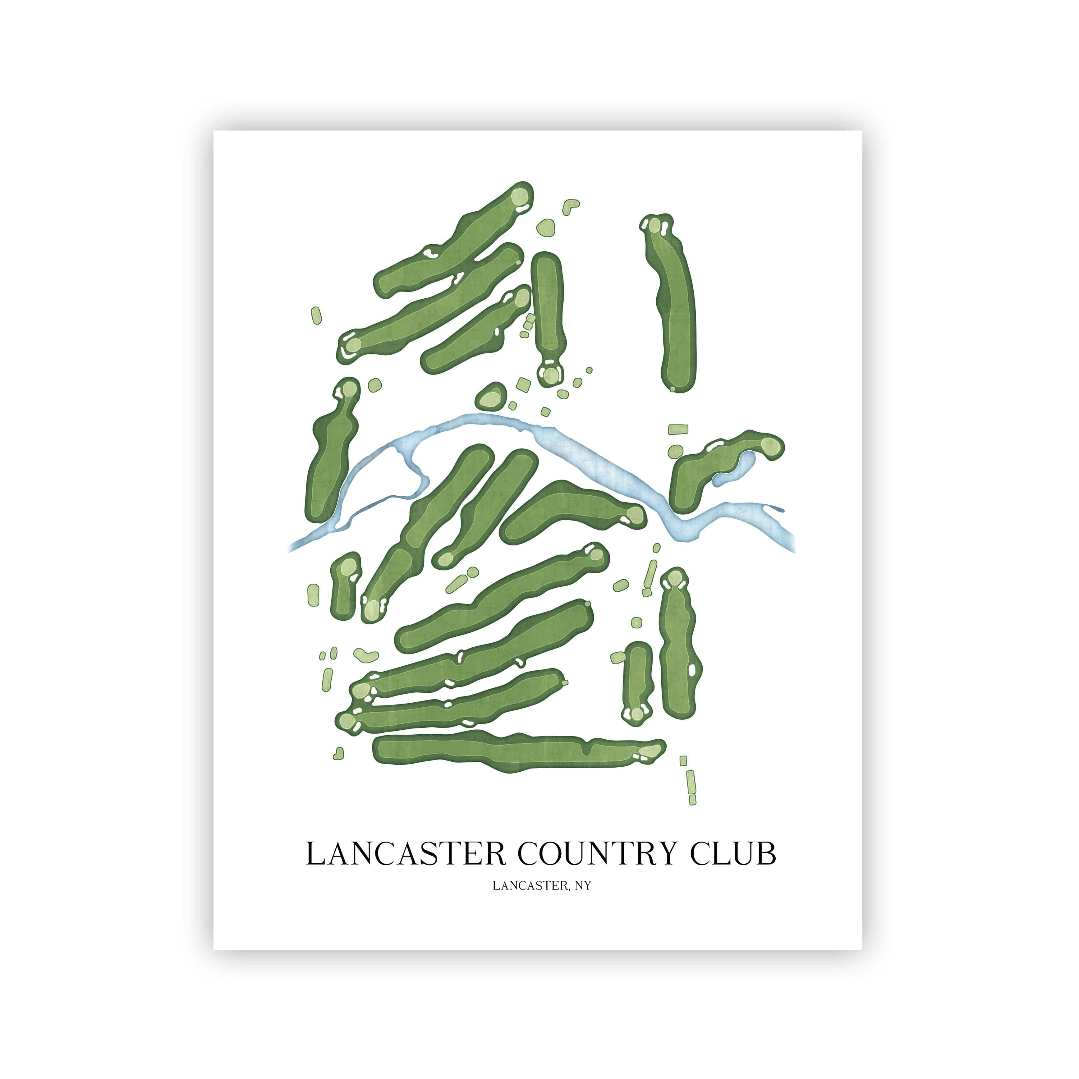 The 19th Hole Golf Shop - Golf Course Prints - Lancaster Country Club - New York Golf Course Map Golf Map