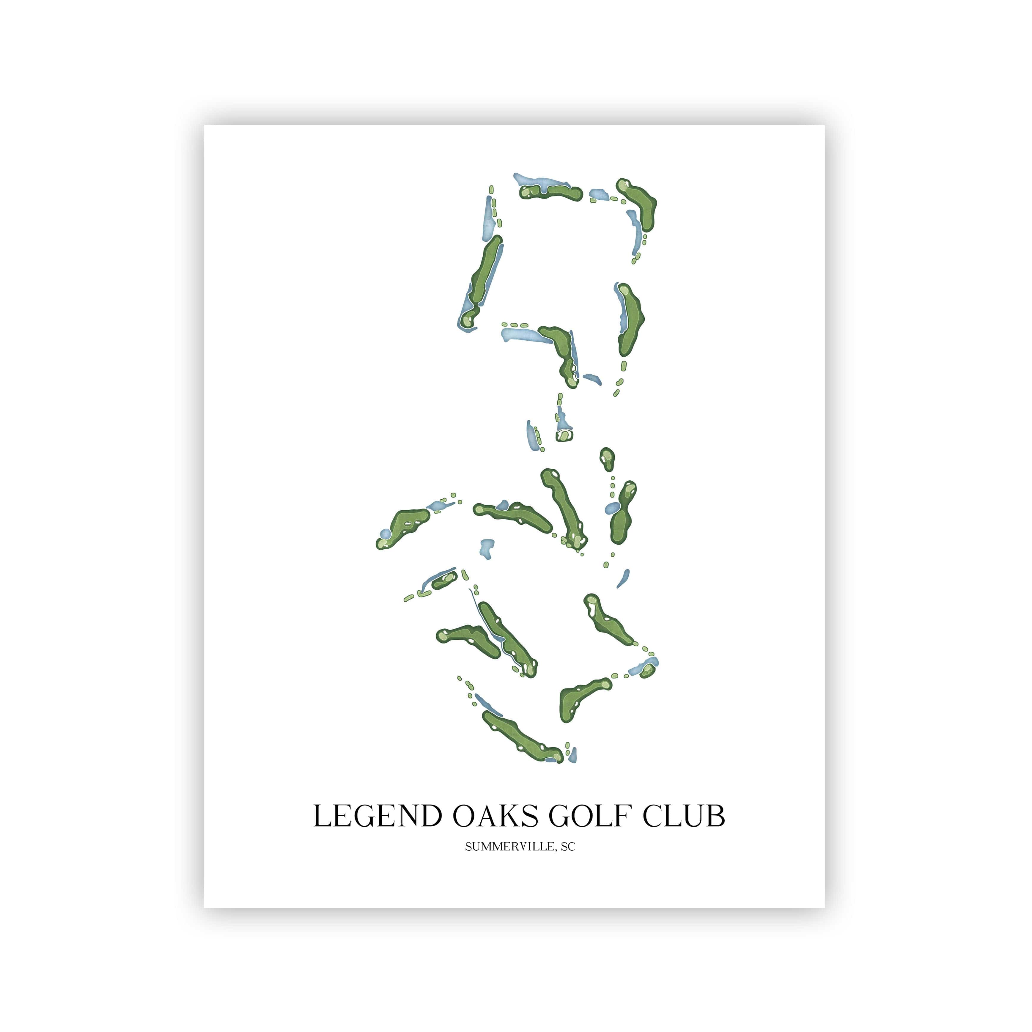 The 19th Hole Golf Shop - Golf Course Prints - Legend Oaks Golf Club Golf Course Map Golf Map