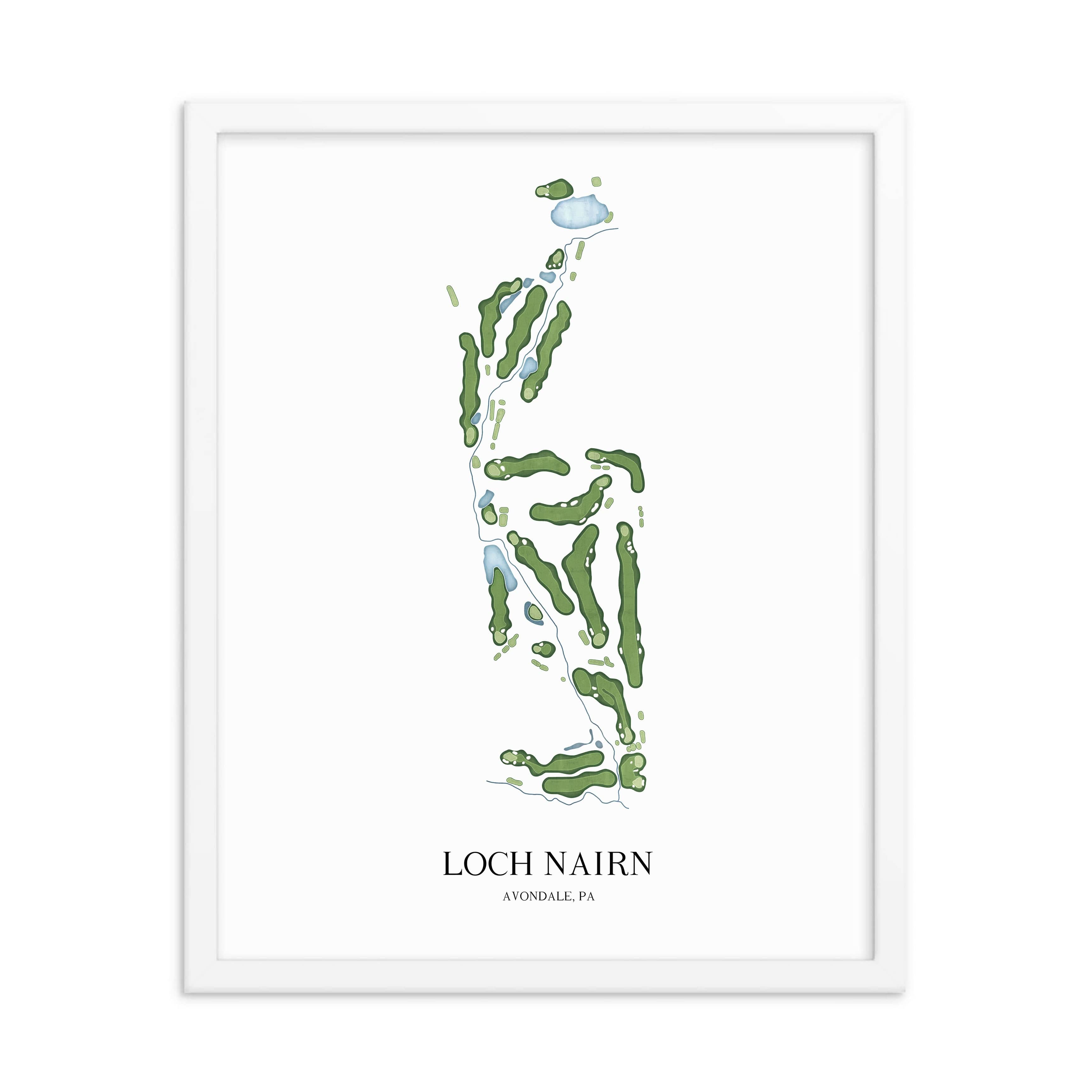 The 19th Hole Golf Shop - Golf Course Prints - Loch Nairn Golf Course Map Golf Map