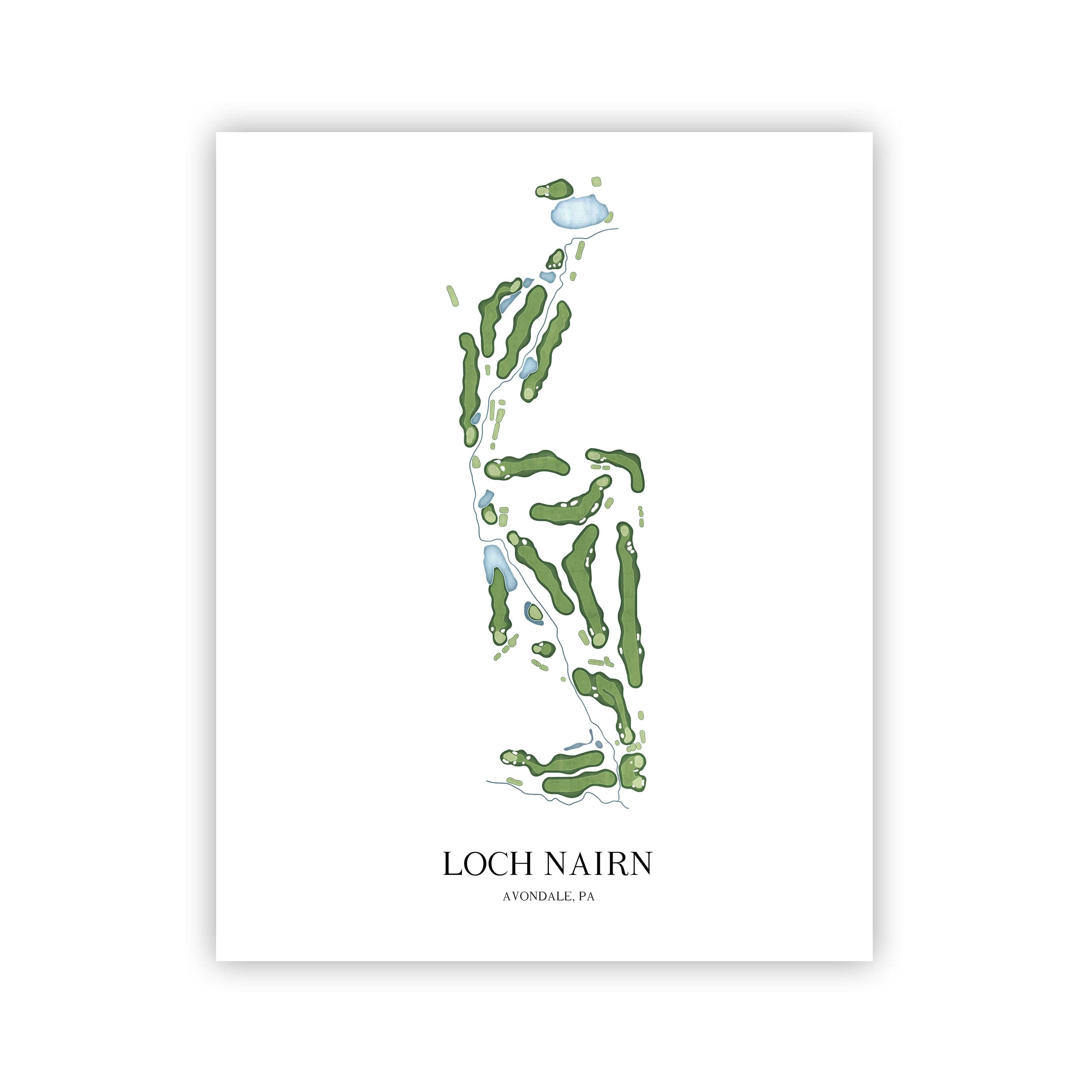 The 19th Hole Golf Shop - Golf Course Prints - Loch Nairn Golf Course Map Golf Map