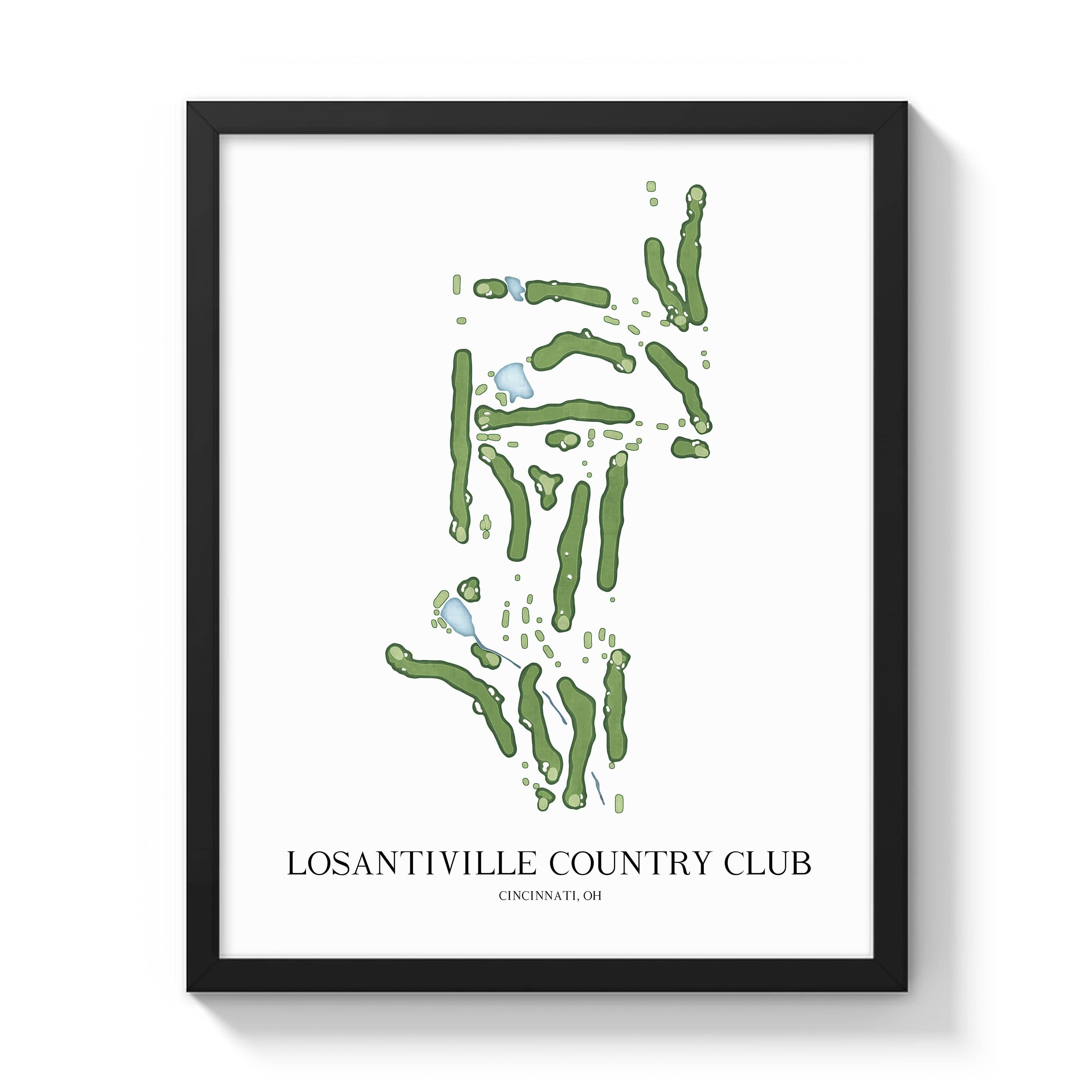 The 19th Hole Golf Shop - Golf Course Prints - Losantiville Country Club Golf Course Map Golf Map