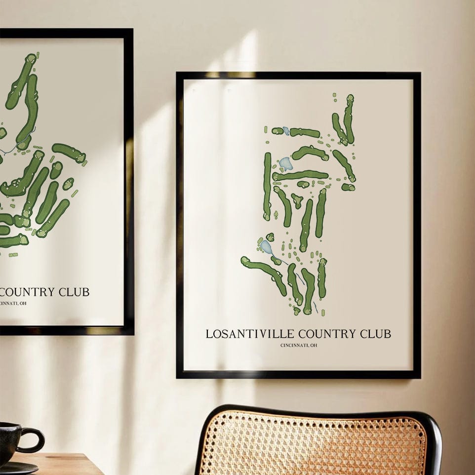 The 19th Hole Golf Shop - Golf Course Prints - Losantiville Country Club Golf Course Map Golf Map