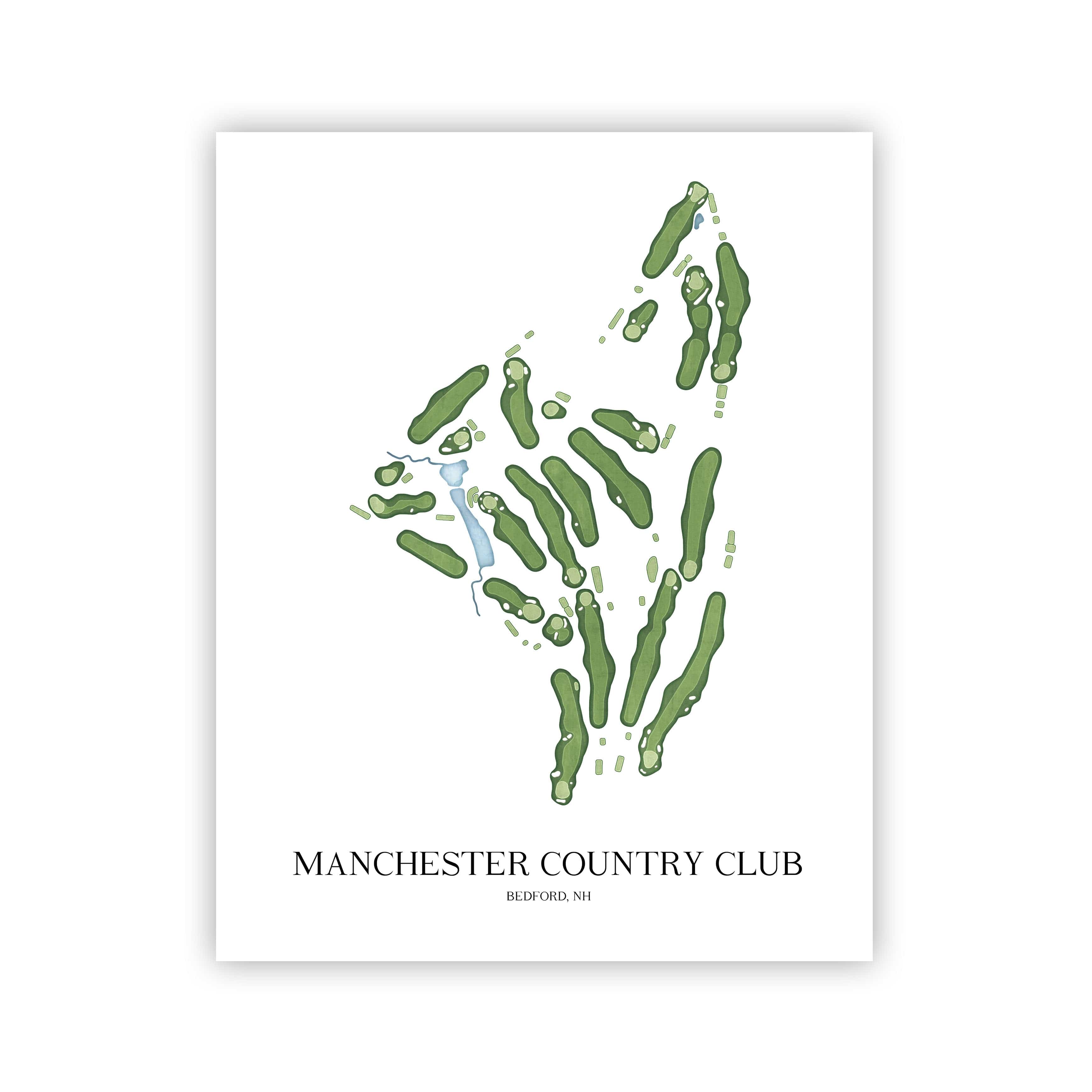 The 19th Hole Golf Shop - Golf Course Prints - Manchester Country Club Golf Course Map Golf Map