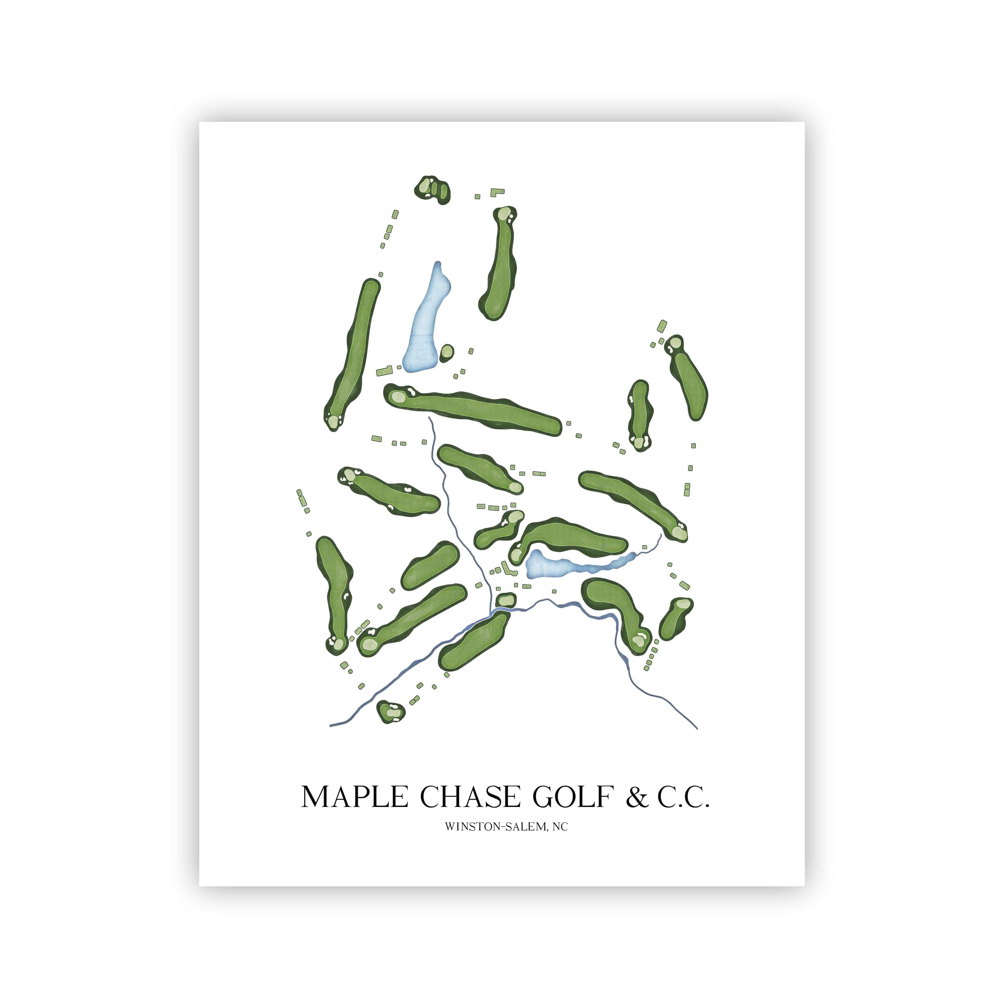 The 19th Hole Golf Shop - Golf Course Prints - Maple Chase Golf and Country Club Golf Course Map Golf Map