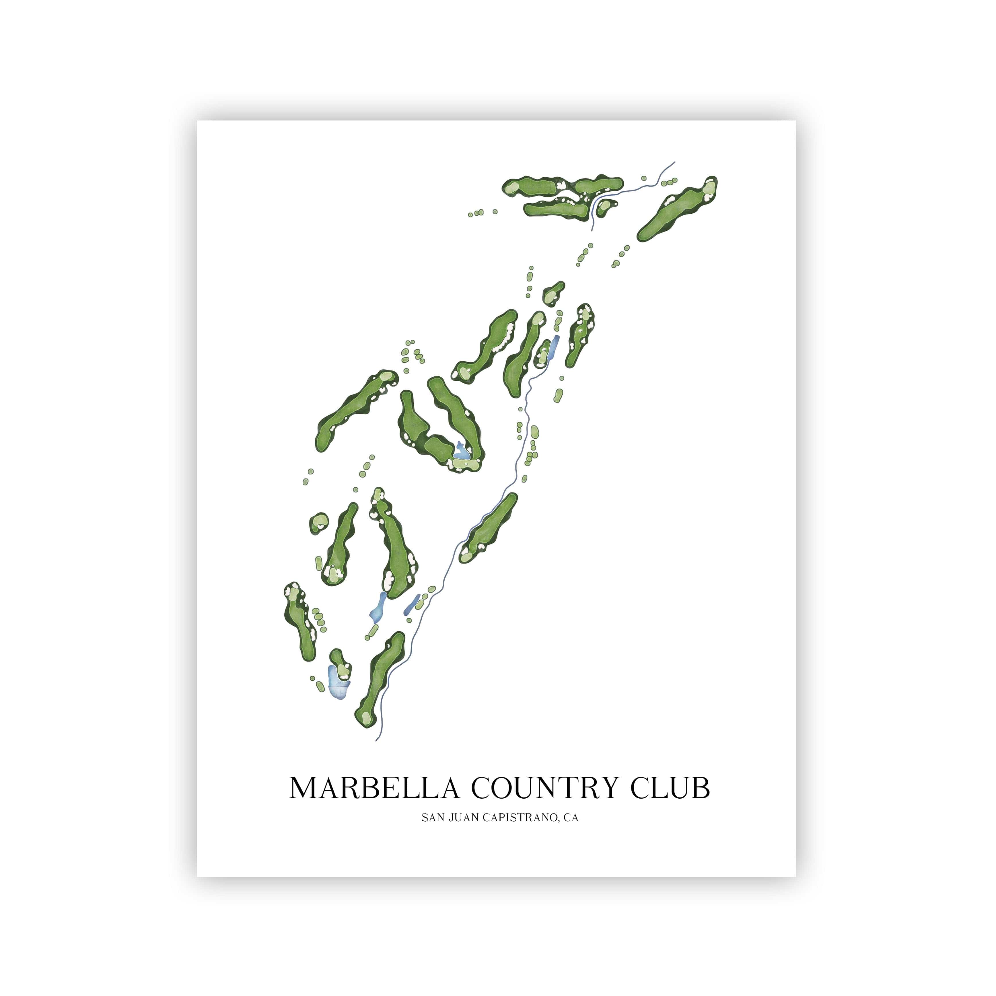 The 19th Hole Golf Shop - Golf Course Prints - Marbella Country Club Golf Course Map Golf Map