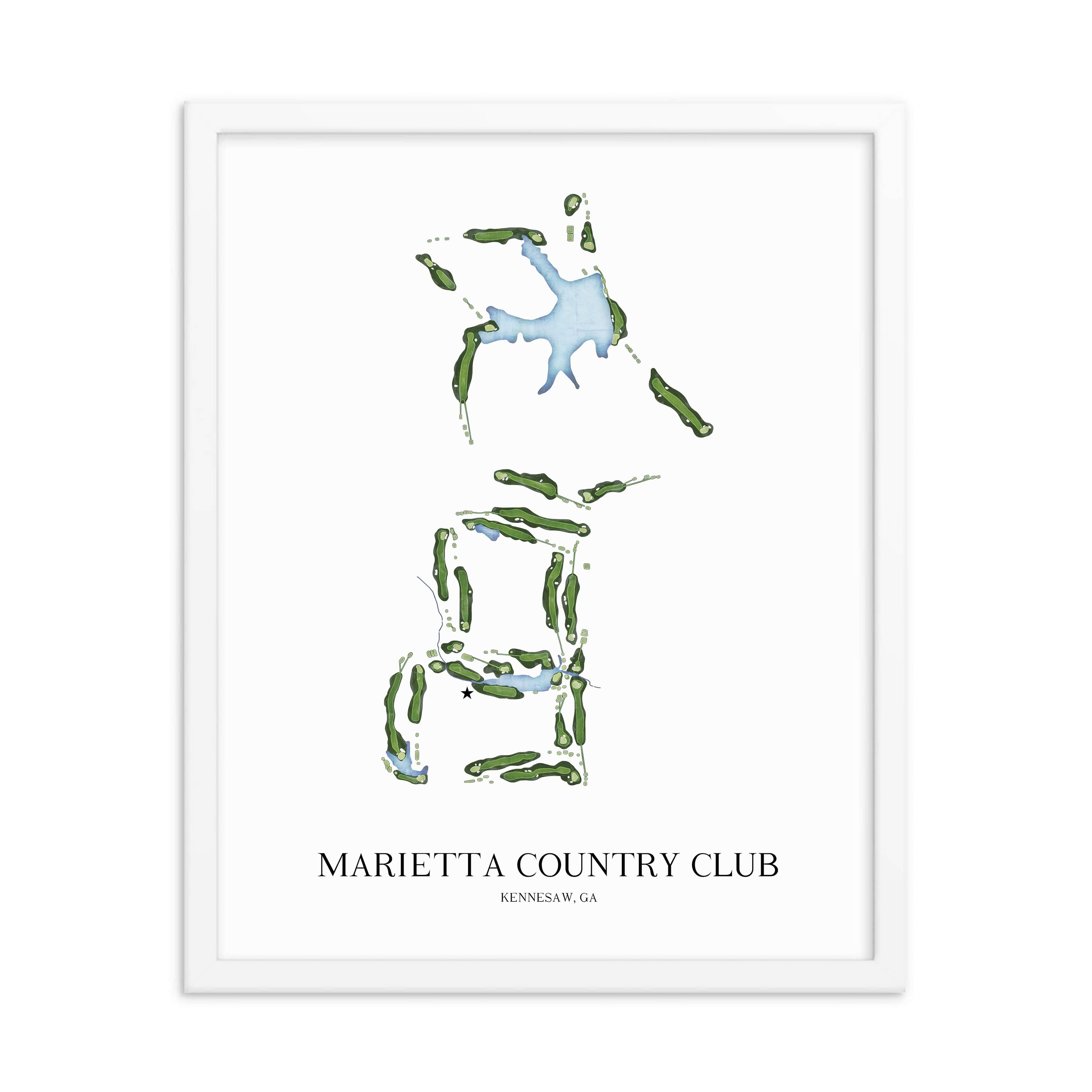 The 19th Hole Golf Shop - Golf Course Prints - Marietta Country Club Golf Course Map Golf Map