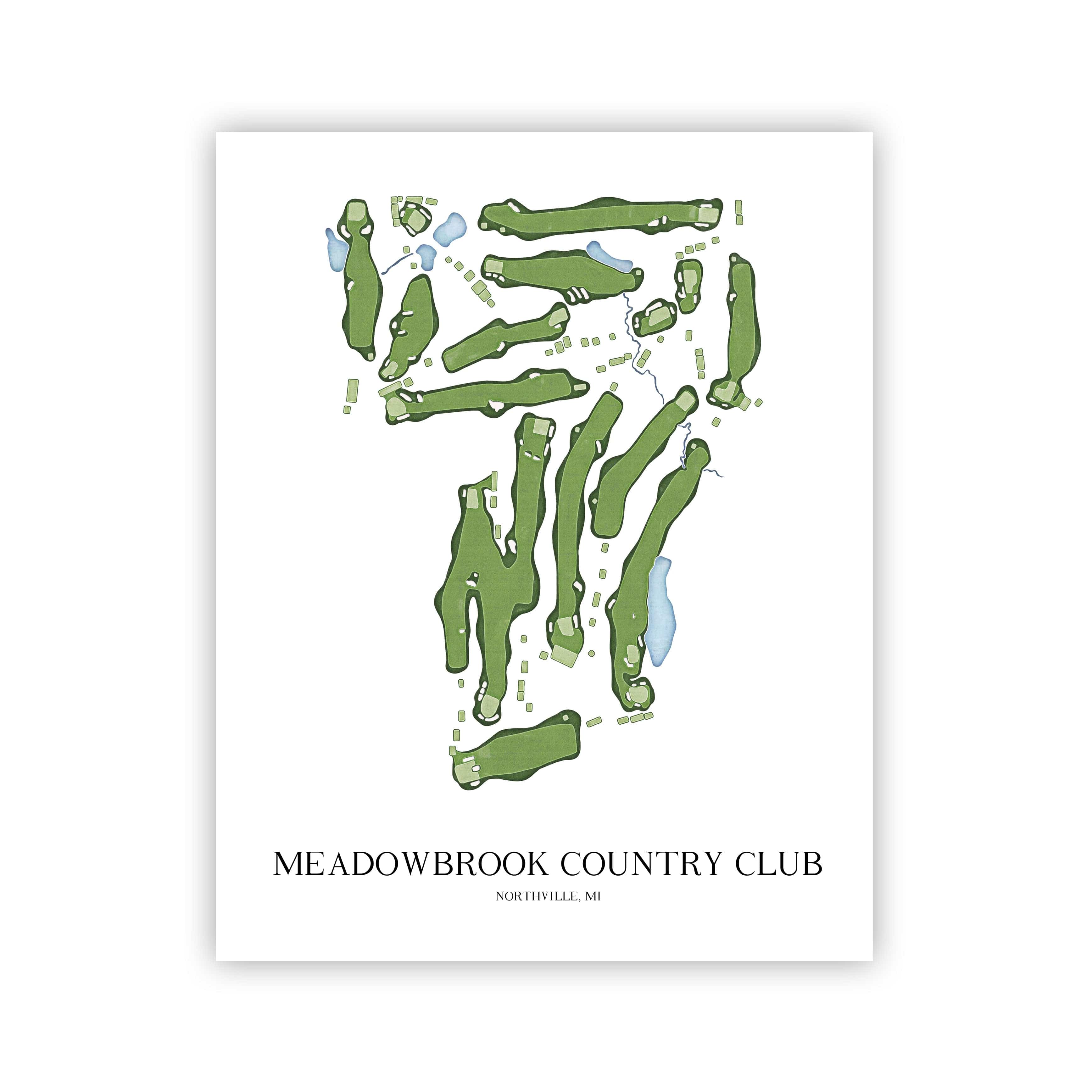 The 19th Hole Golf Shop - Golf Course Prints - Meadowbrook Golf Course Golf Course Map Golf Map