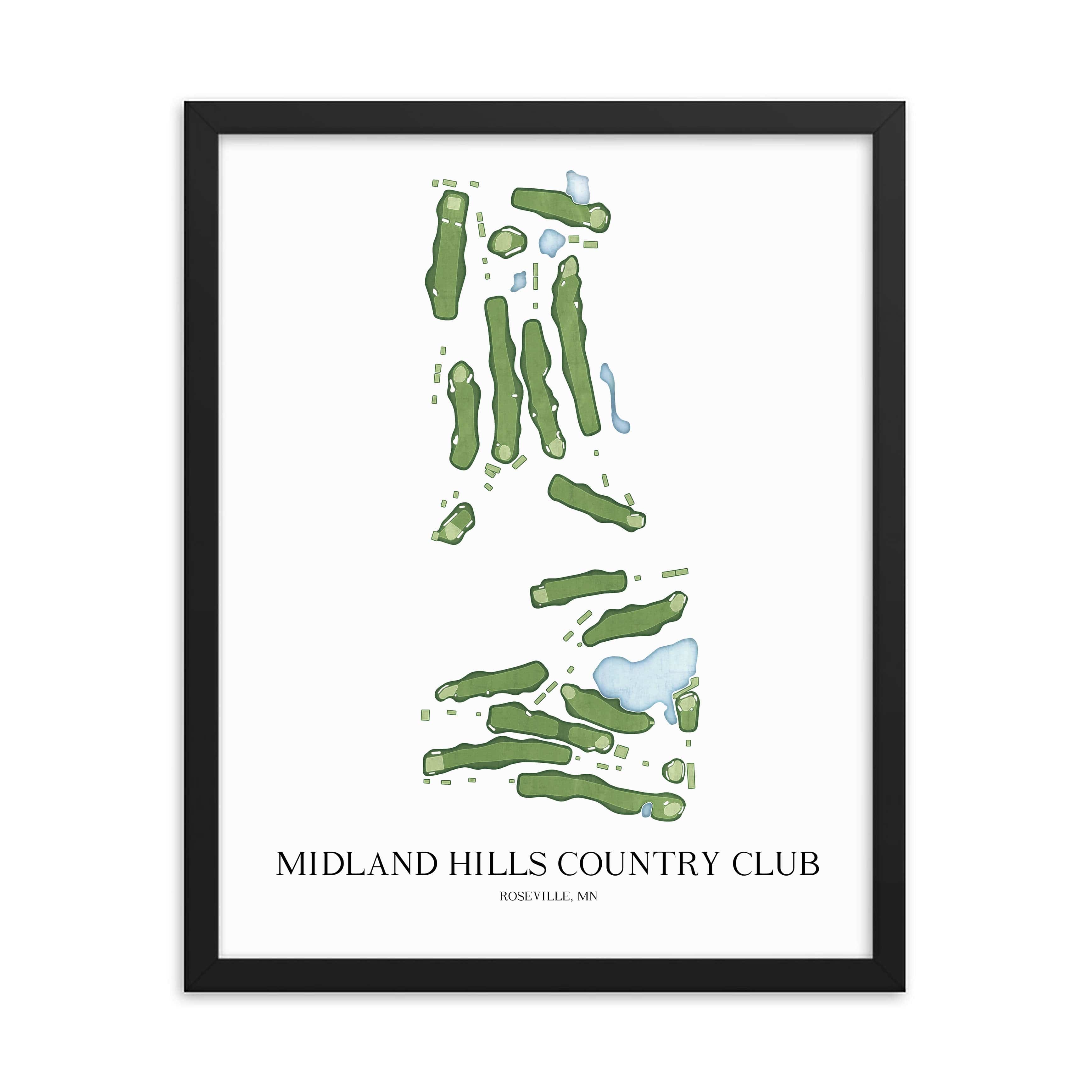 The 19th Hole Golf Shop - Golf Course Prints - Midland Hills Country Club Golf Course Map Golf Map