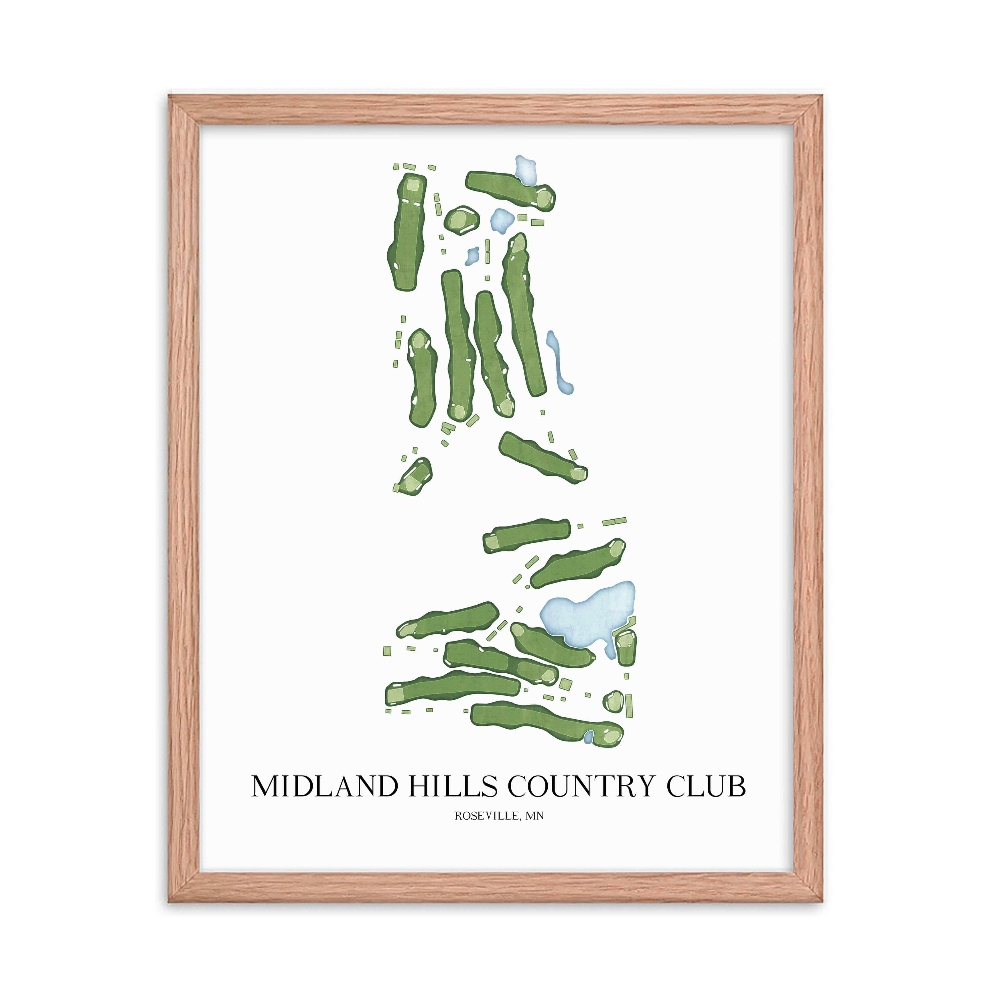 The 19th Hole Golf Shop - Golf Course Prints - Midland Hills Country Club Golf Course Map Golf Map