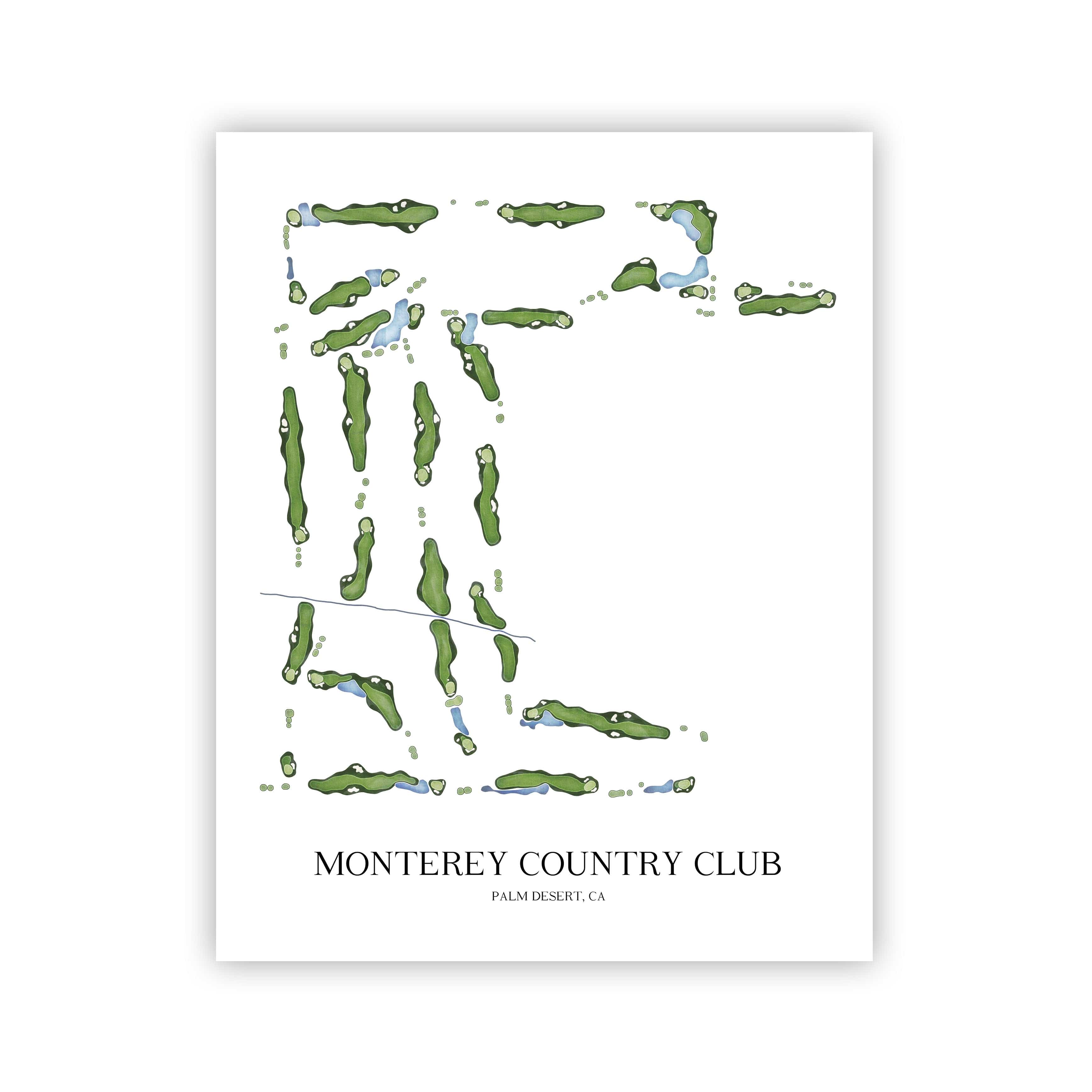 The 19th Hole Golf Shop - Golf Course Prints - Monterey Country Club Golf Course Map Golf Map