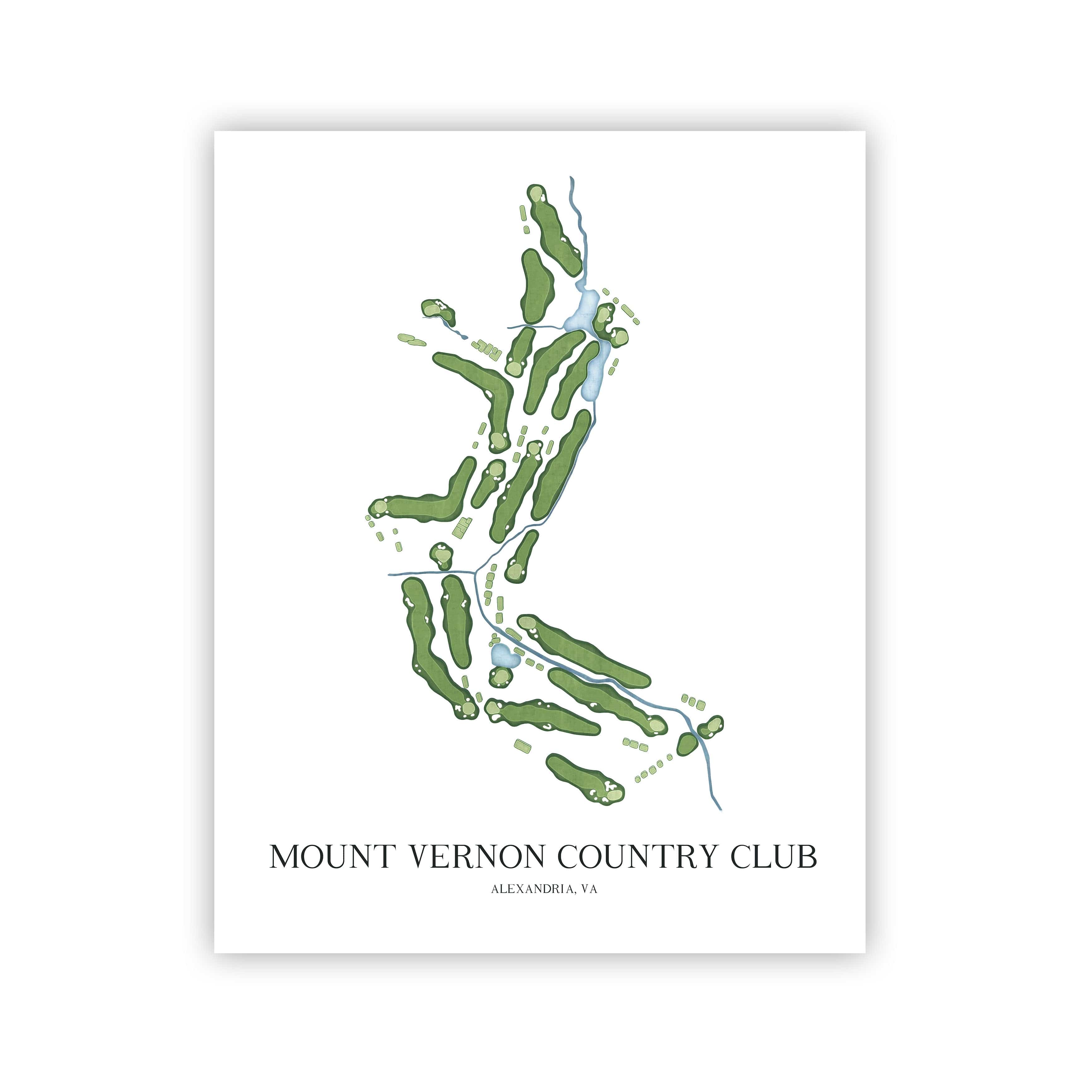 The 19th Hole Golf Shop - Golf Course Prints - Mount Vernon Country Club Golf Course Map Golf Map